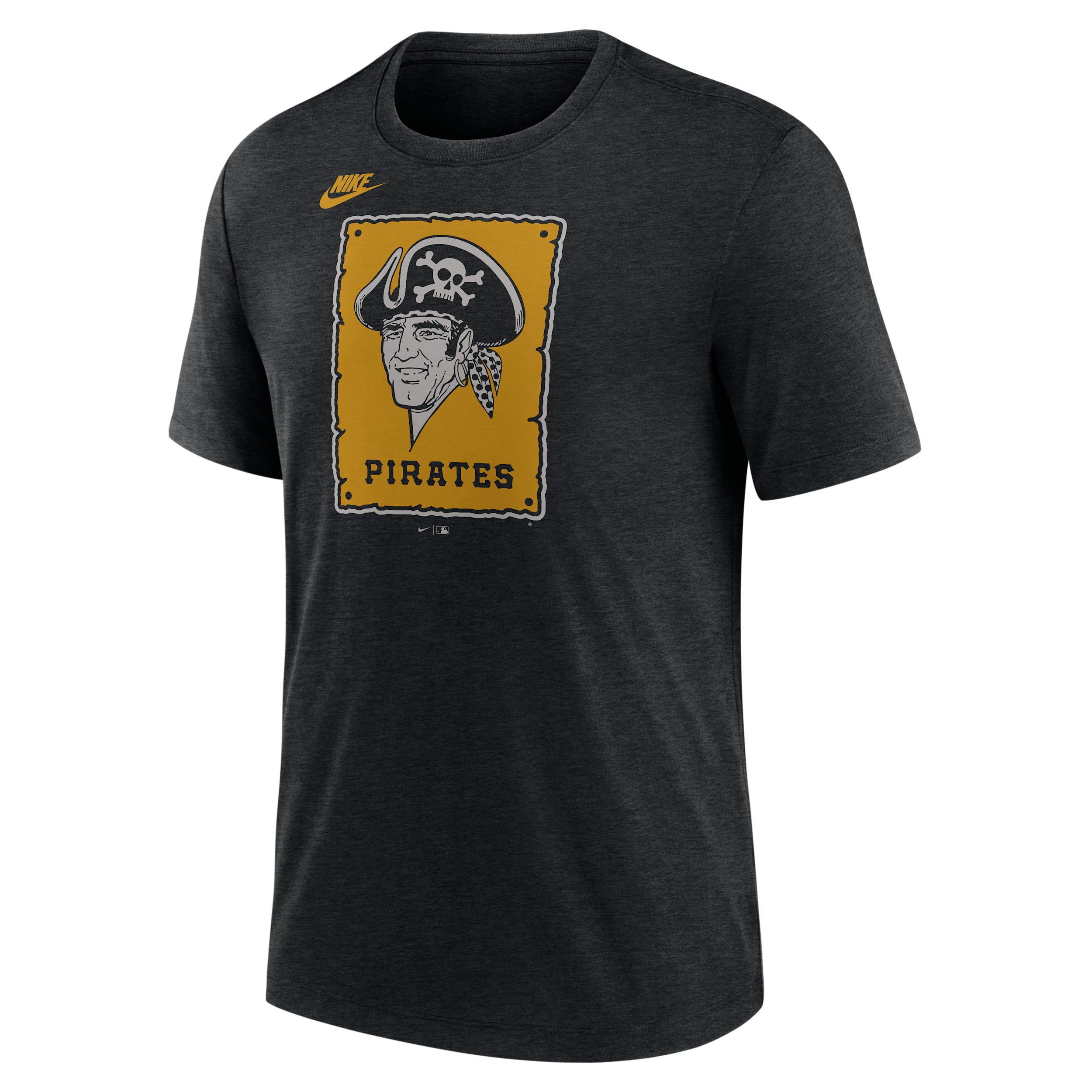 Nike Men's Heather Black Pittsburgh Pirates Cooperstown Logo Tri-Blend T-Shirt - Heather Black