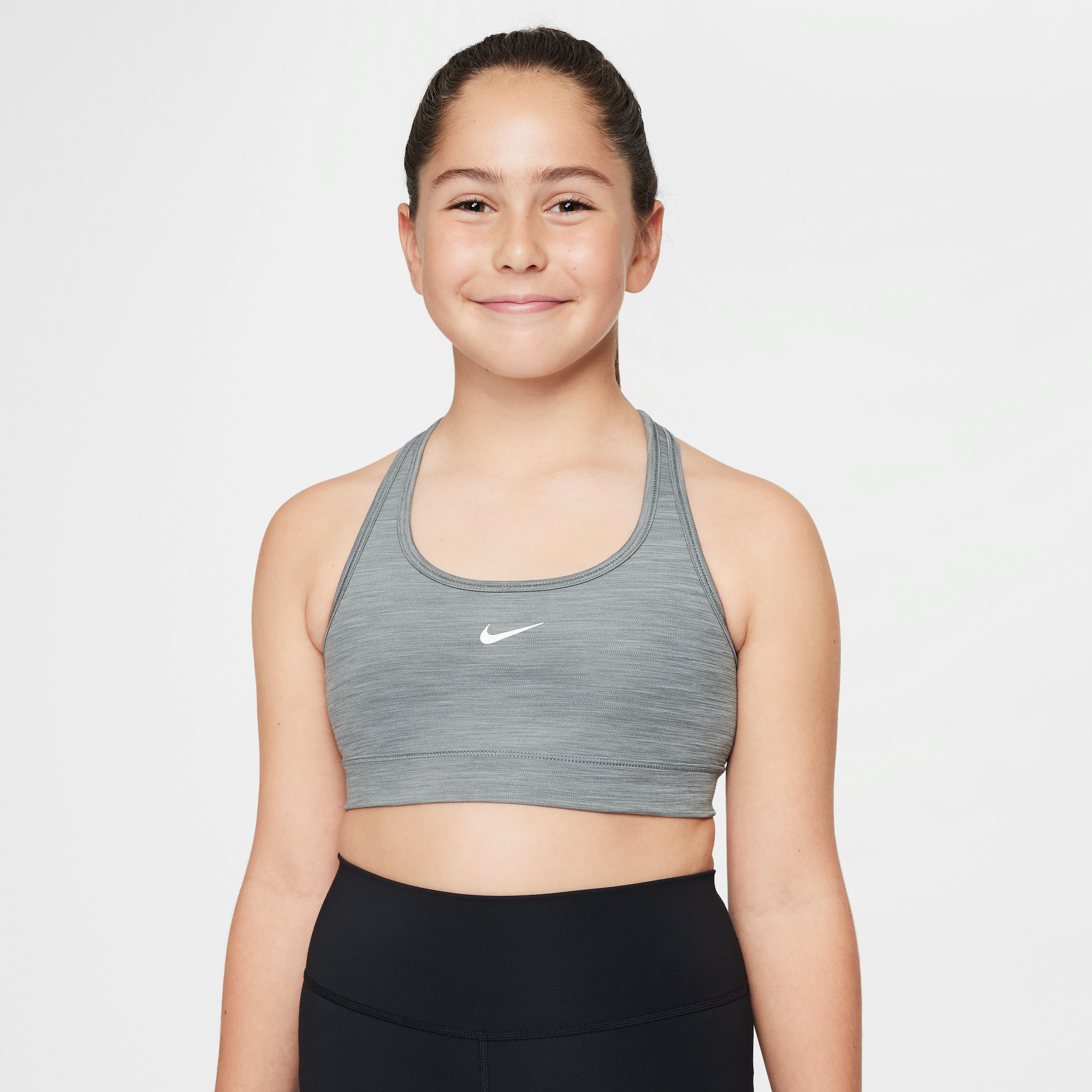 Nike Women's Swoosh Girls' Sports Bra (extended Size) In Grey