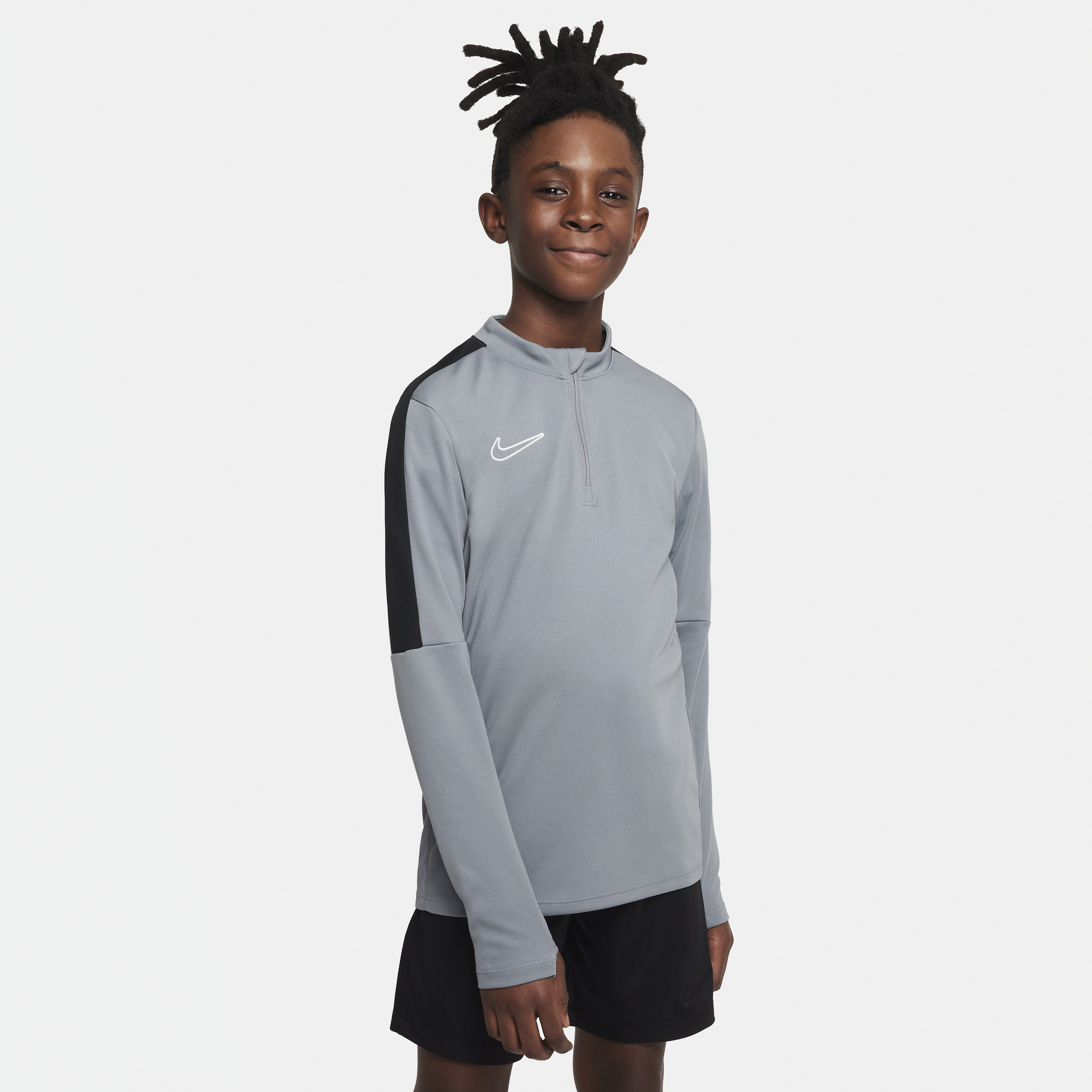Nike Dri-fit Academy23 Big Kids' Soccer Drill Top In Grey