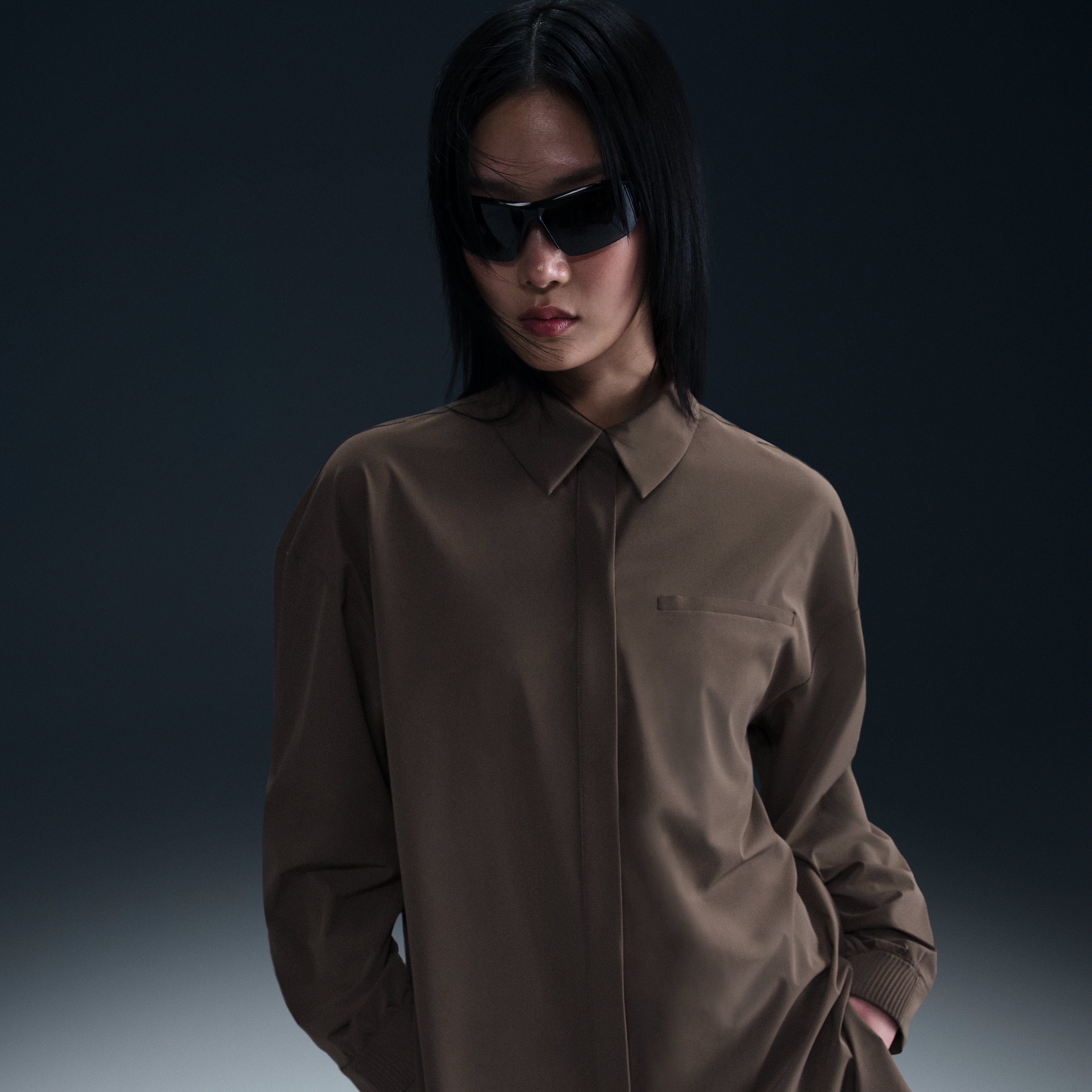 Nike Dri-fit Button-up Shirt In Brown