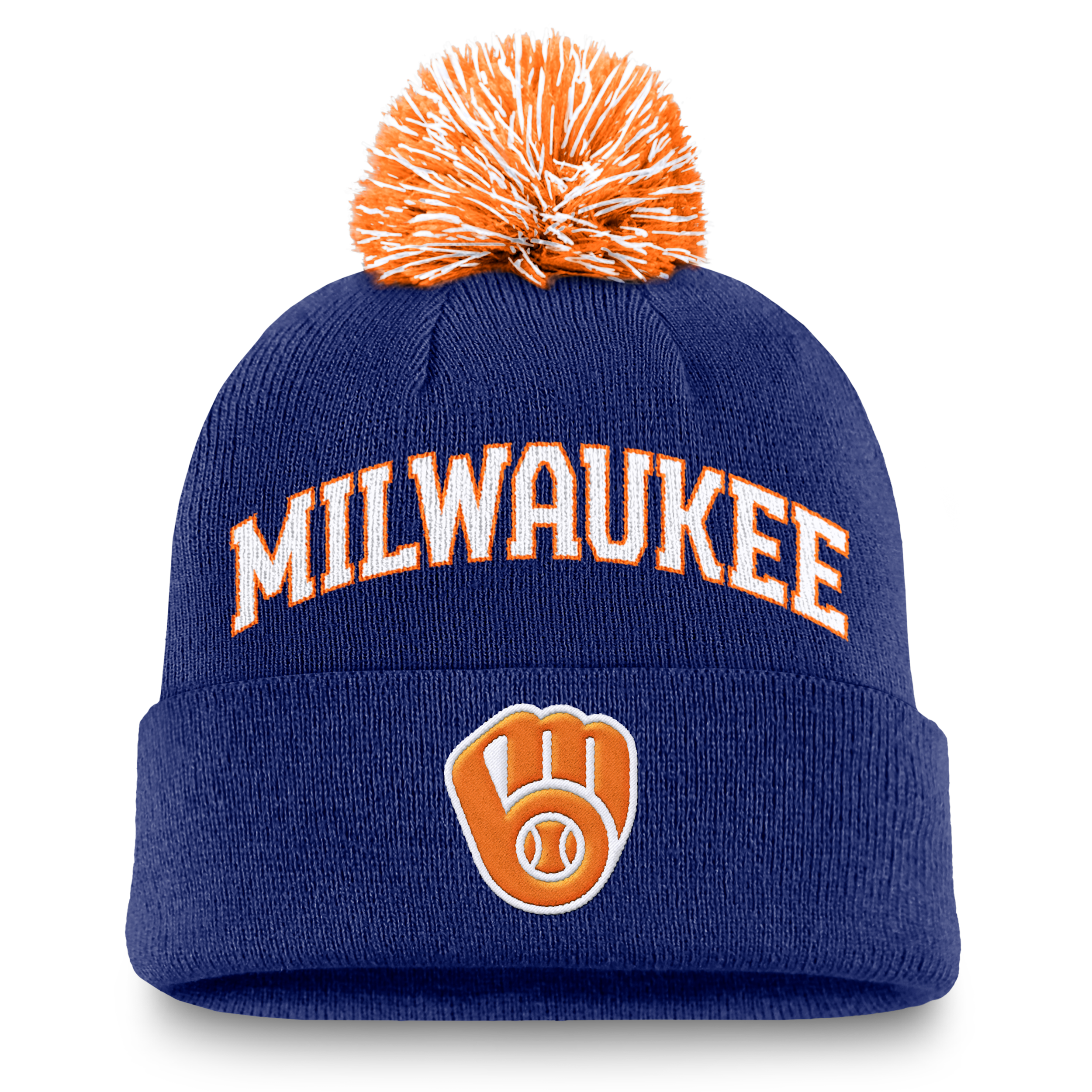 Nike Milwaukee Brewers Peak Men's Mlb Cuffed Pom Beanie In Blue