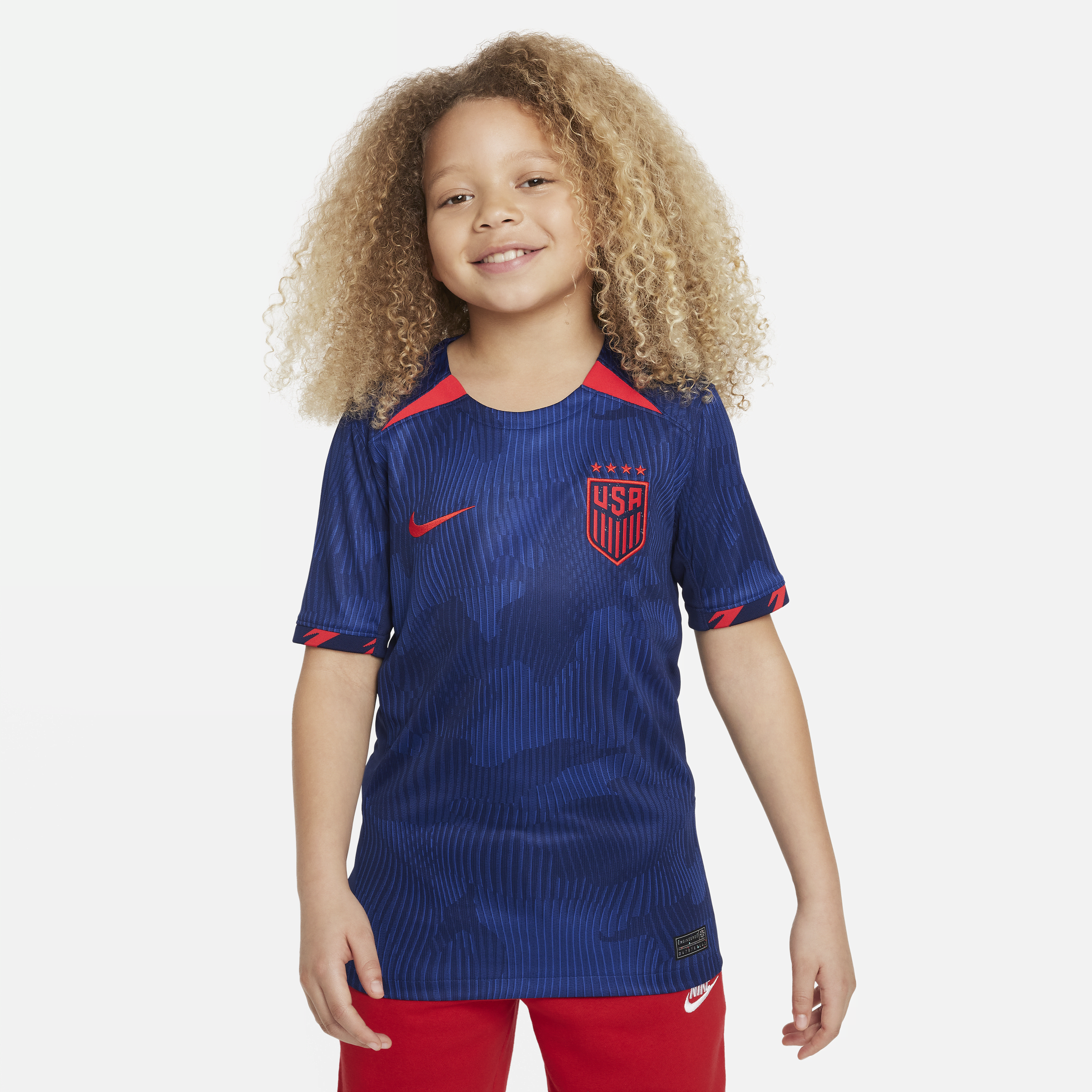 Nike Uswnt (4-star) 2023 Stadium Away Big Kids'  Dri-fit Soccer Jersey In Blue