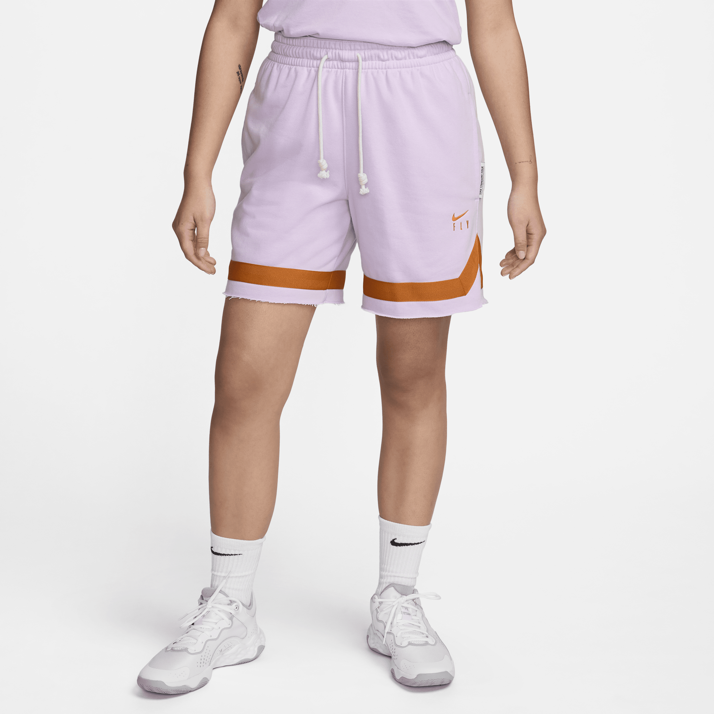 Shop Nike Women's Swoosh Fly French Terry Basketball Shorts In Purple