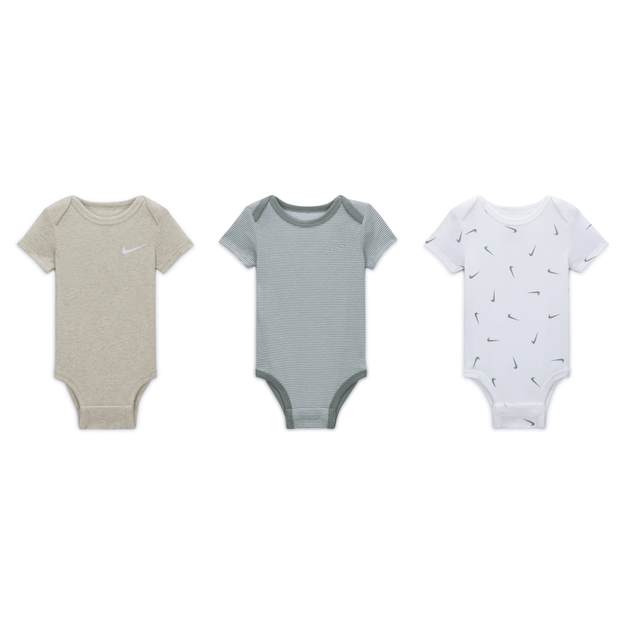 Shop Nike Baby Essentials Baby (0-9m) 3-pack Bodysuits In Green