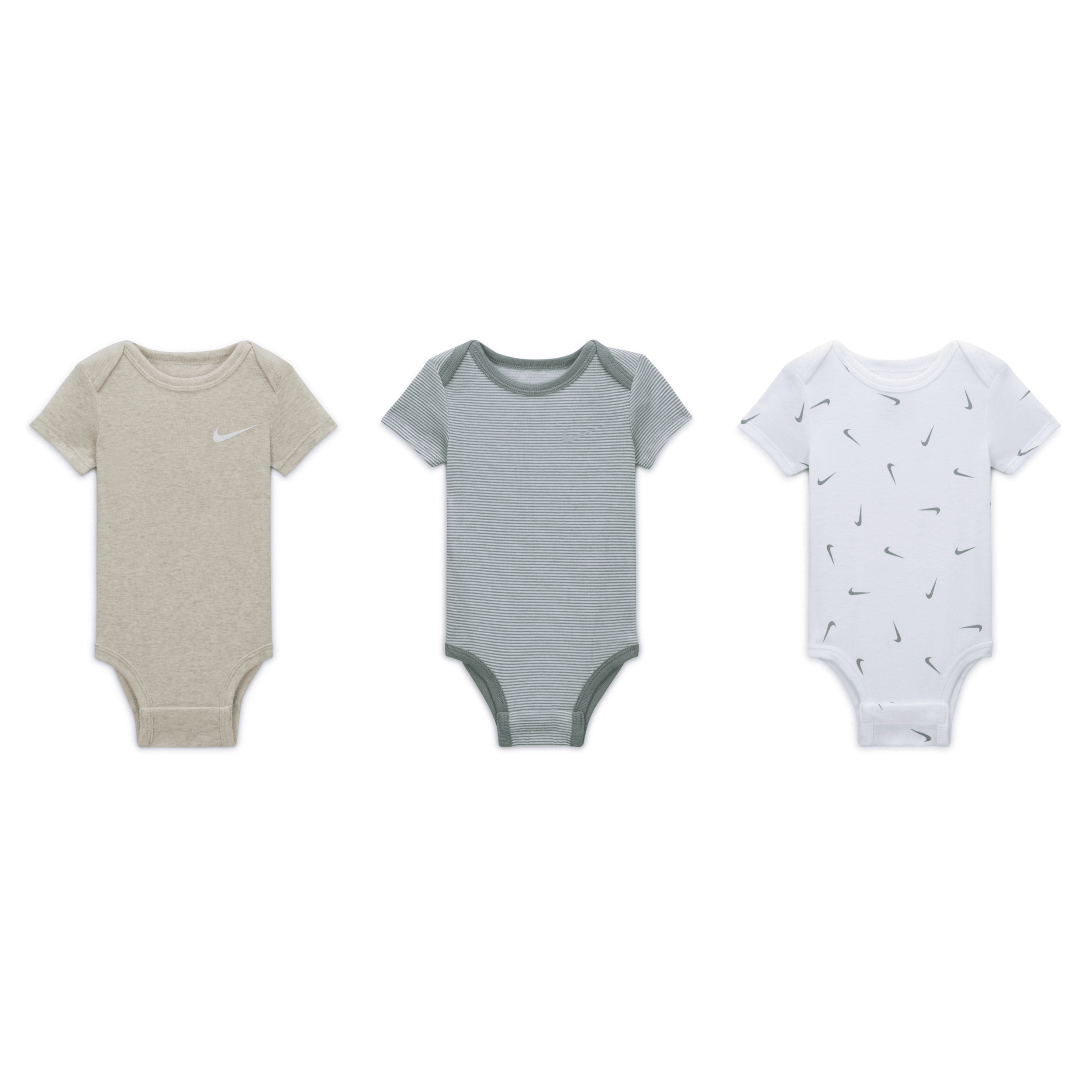 Nike E1d1 Baby (0-9m) Mix And Match Bodysuits (3-pack) In Green