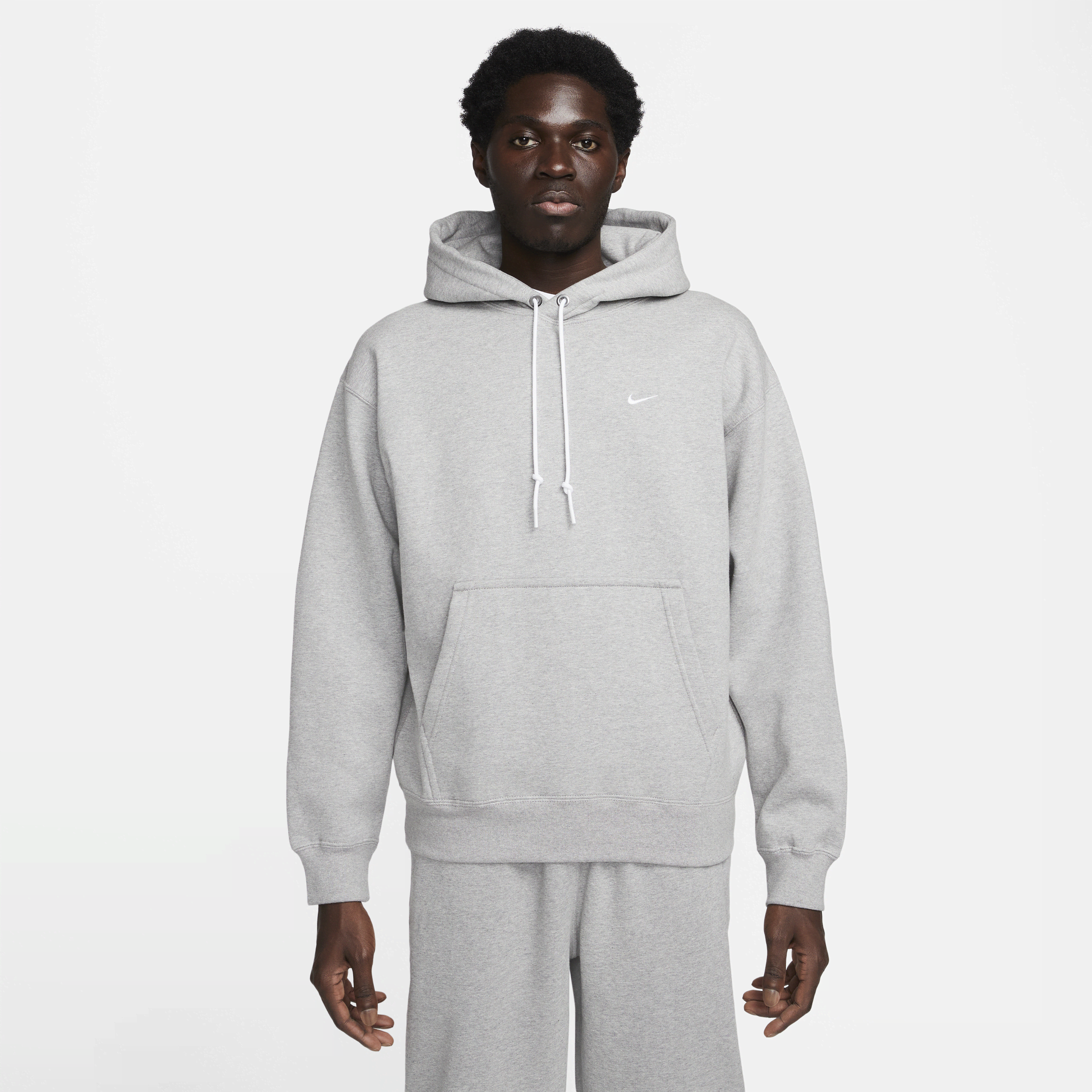 Shop Nike Men's Solo Swoosh Fleece Pullover Hoodie In Grey