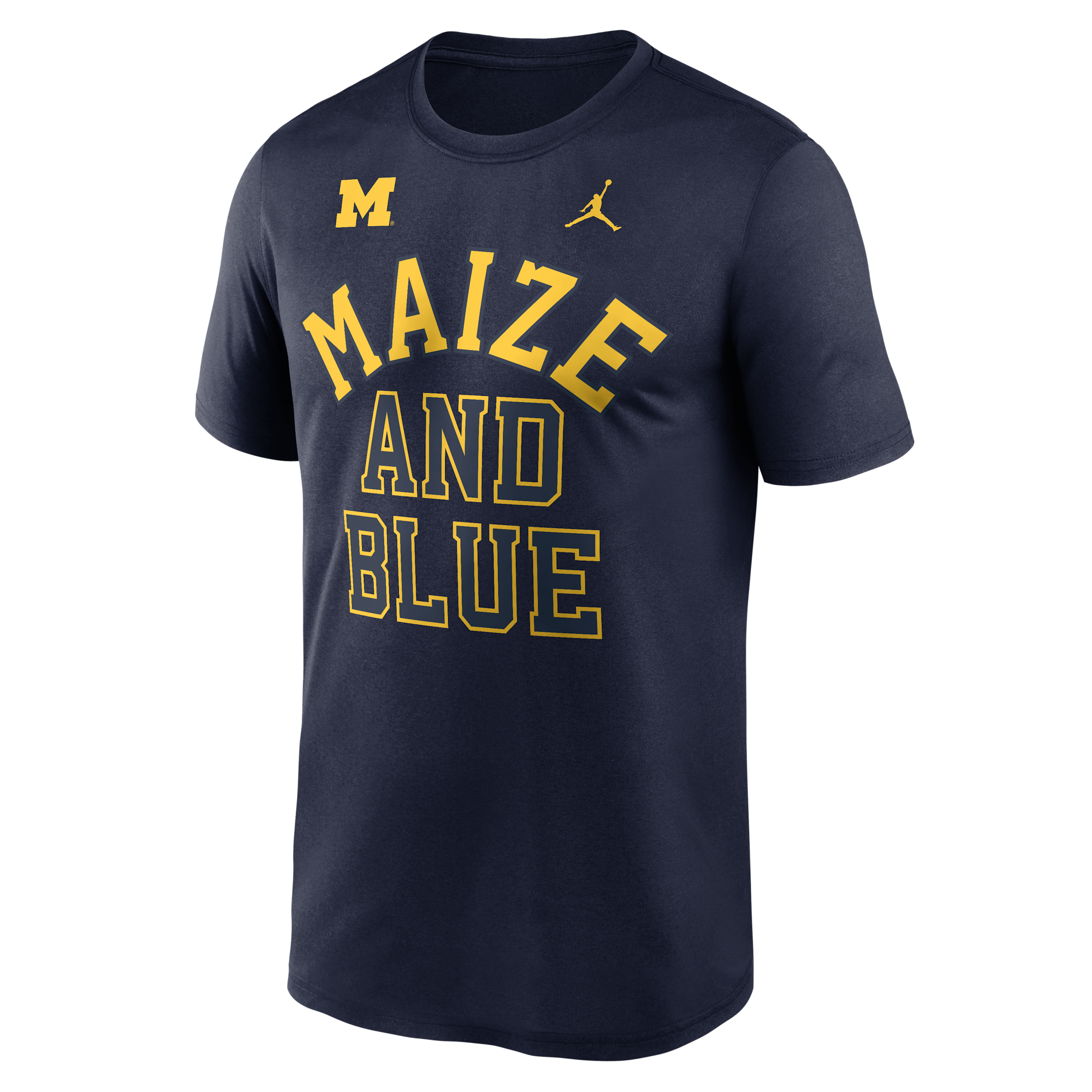 Men's Michigan Primetime Arch Mantra Legend Jordan Brand Dri-FIT College T-Shirt in Blue | NKGK41SMWN-7XS