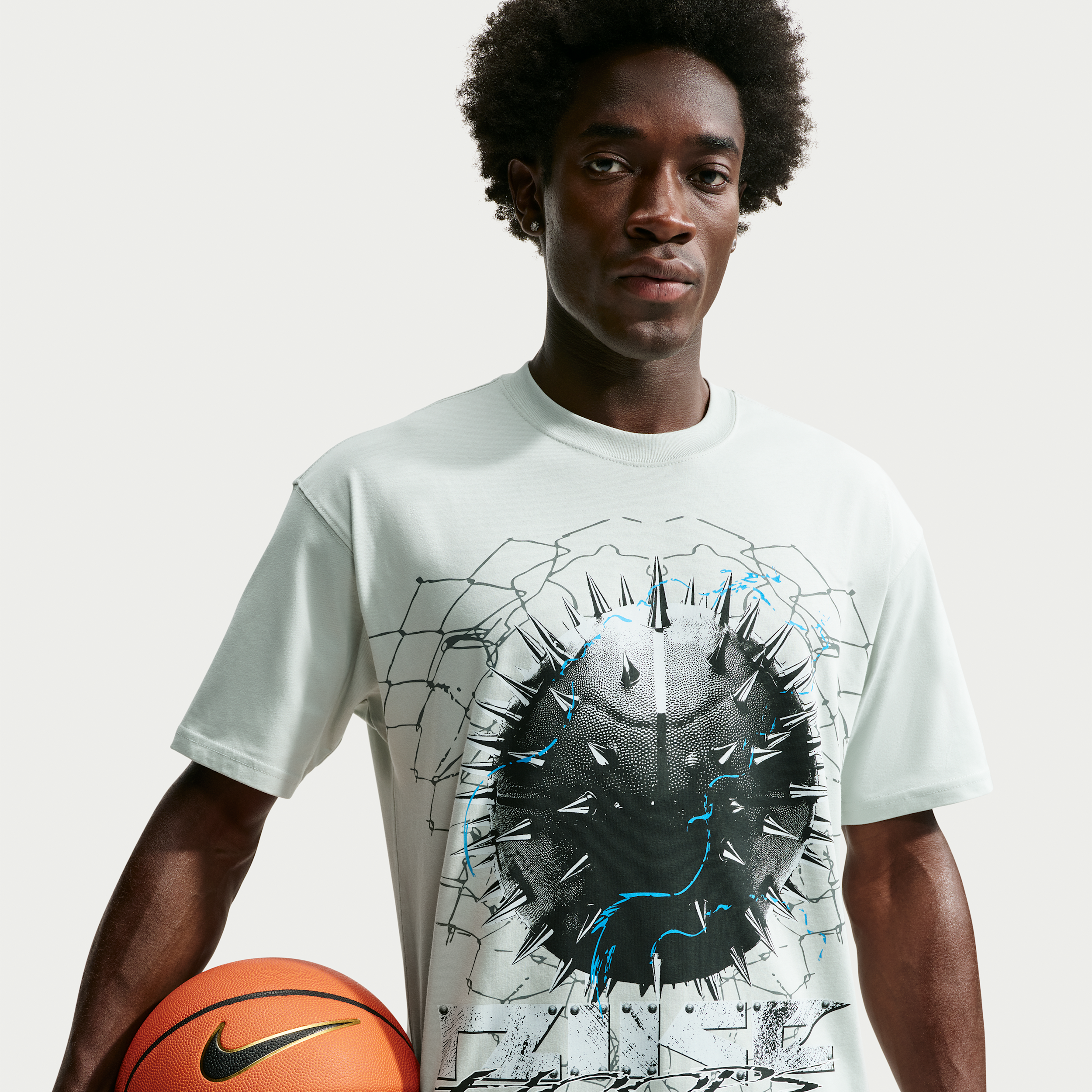 Nike Men's Spike Basketball T-Shirt in Light Silver Size: 2XL