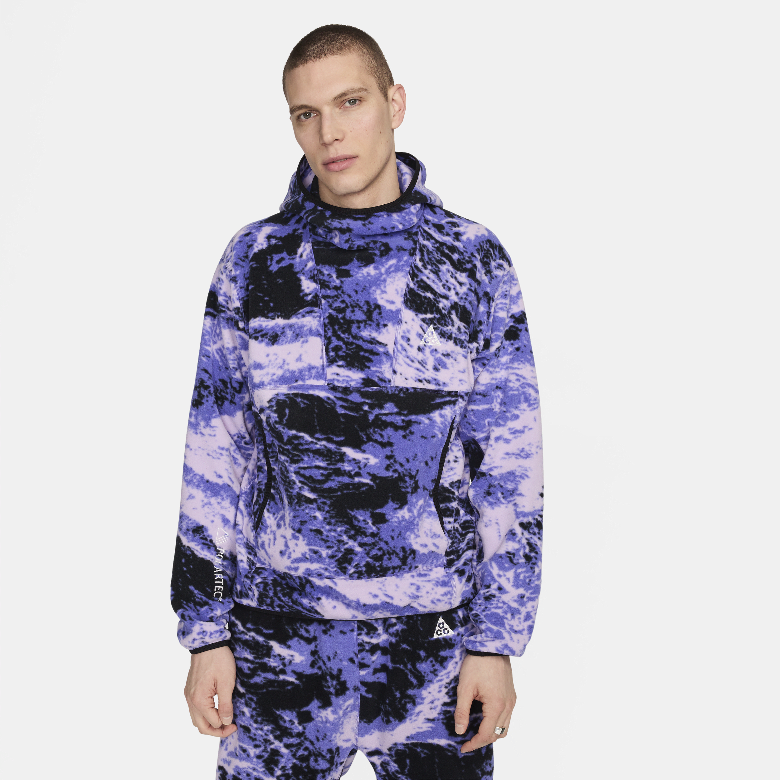 Shop Nike Men's  Acg "wolf Tree" Allover Print Pullover Hoodie In Purple
