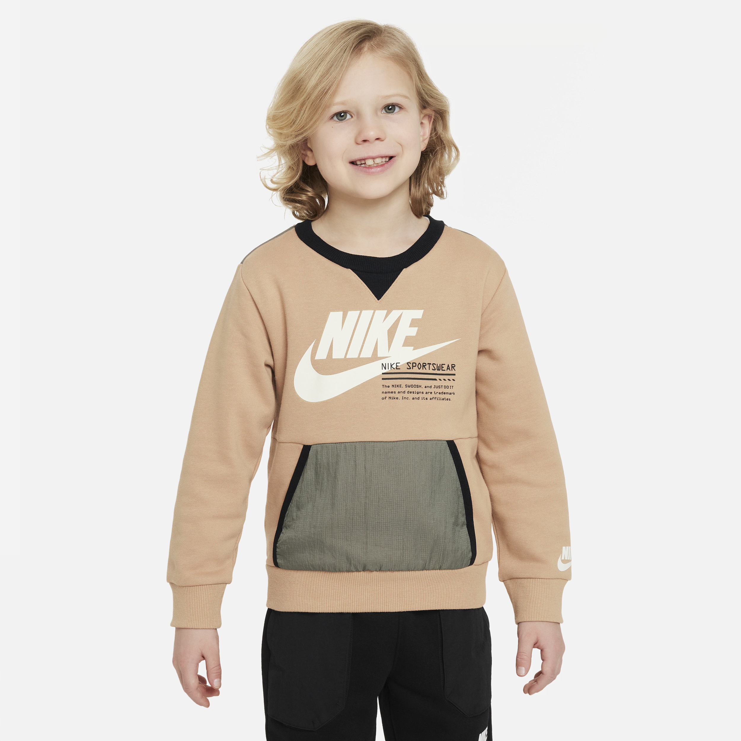 Nike Sportswear Paint Your Future Little Kids' French Terry Crew In Brown