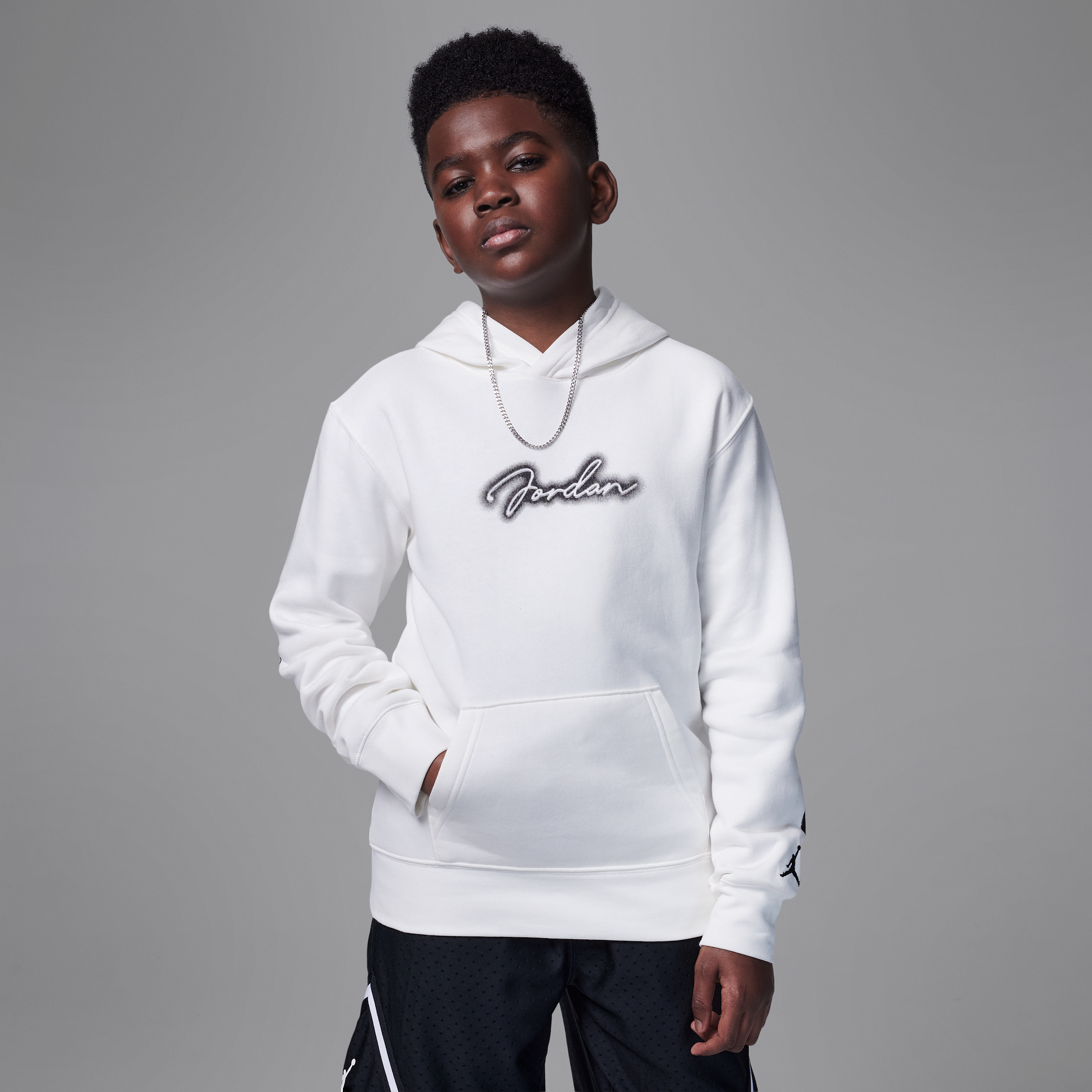 Shop Jordan Mvp Big Kids' Fleece Pullover Hoodie In White