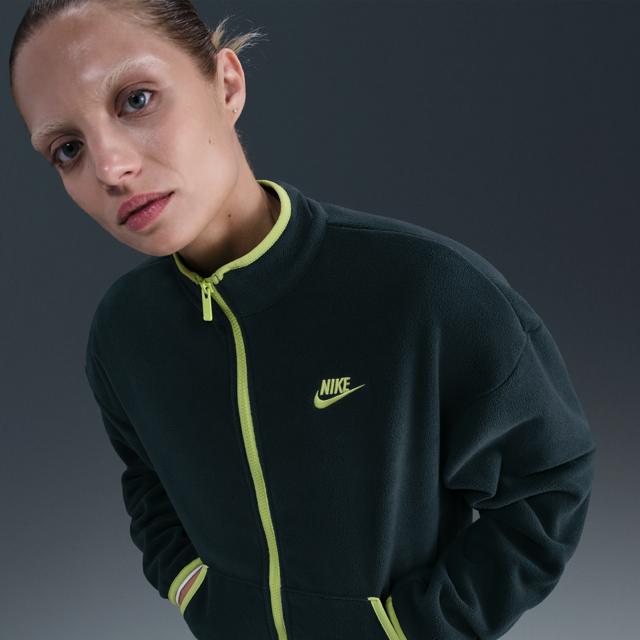 Nike Women's  Sportswear Club Fleece Loose Cozy Track Jacket In Green