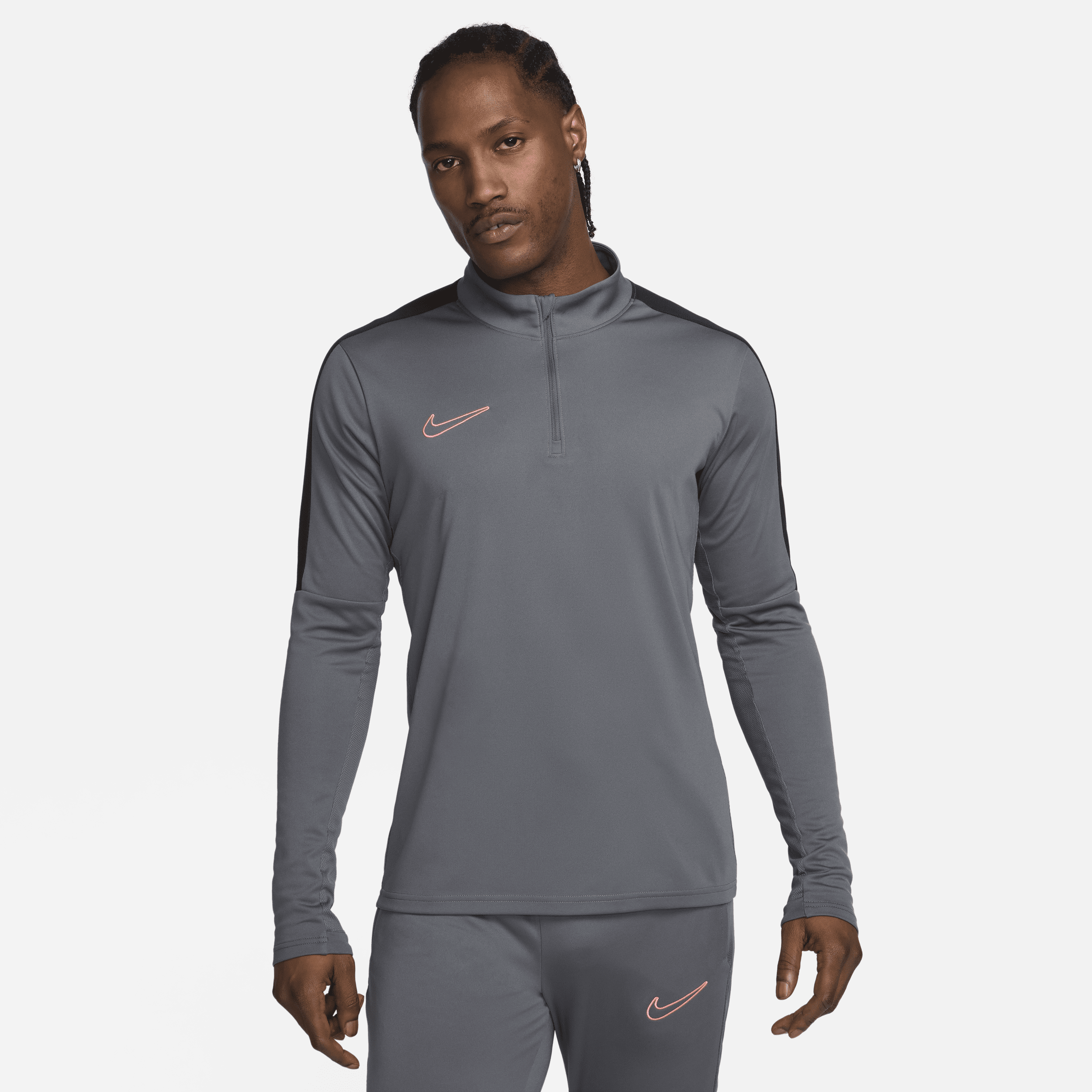 Shop Nike Men's Academy Dri-fit 1/2-zip Soccer Top In Grey