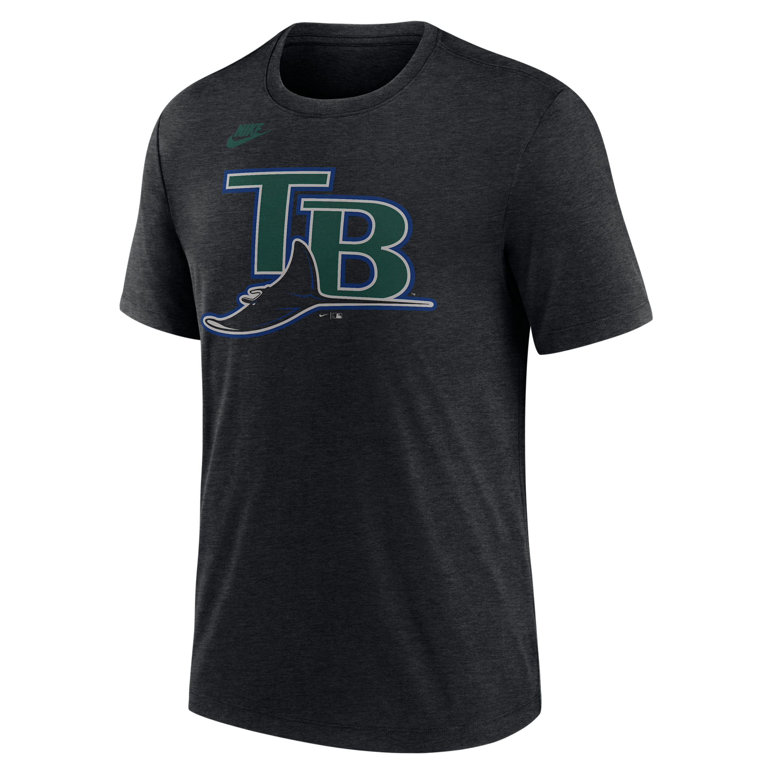 Nike Men's Heather Black Tampa Bay Rays Cooperstown Logo Tri-Blend T-Shirt - Heather Black