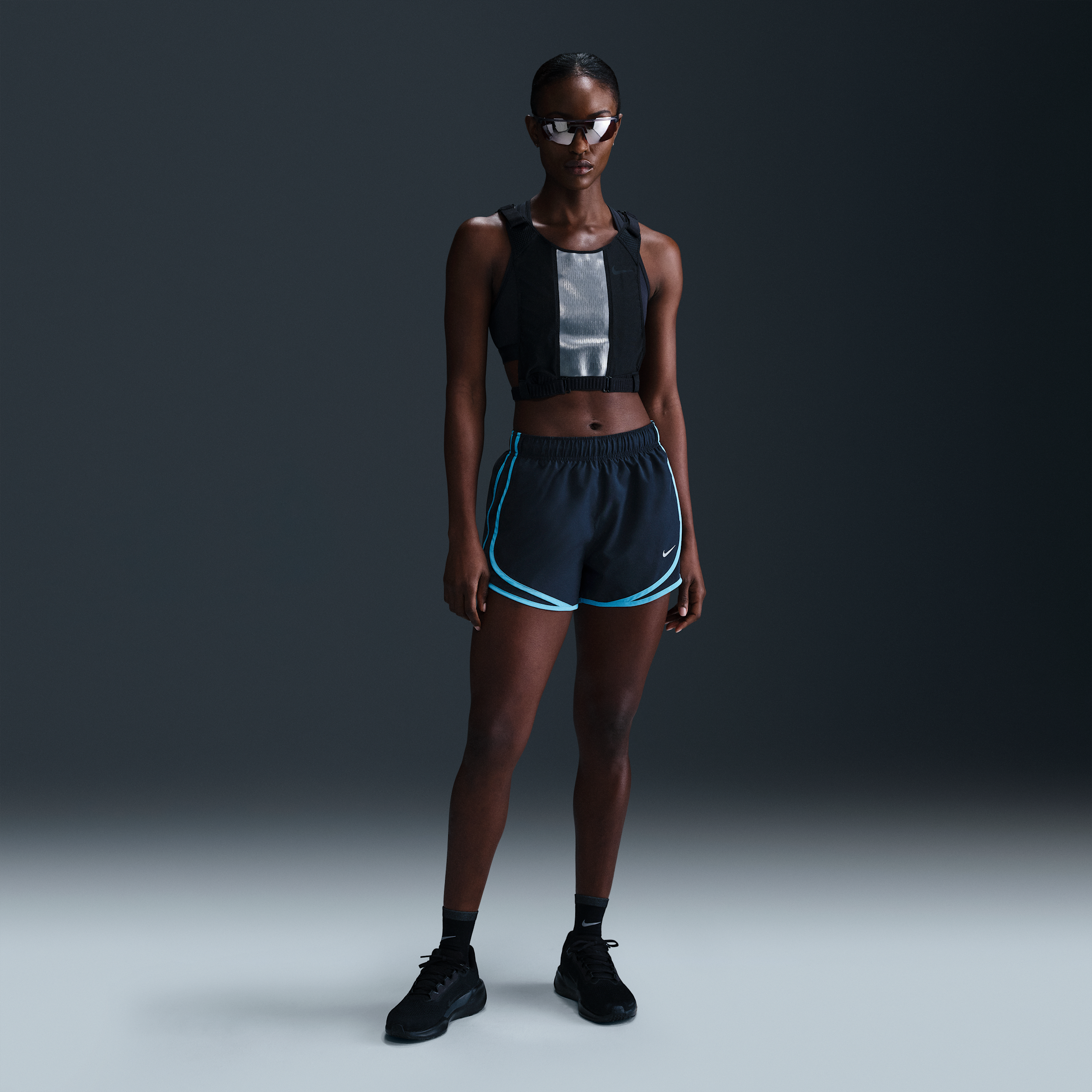 Nike Women's Tempo Dri-fit Mid-rise Brief-lined Running Shorts In Blue