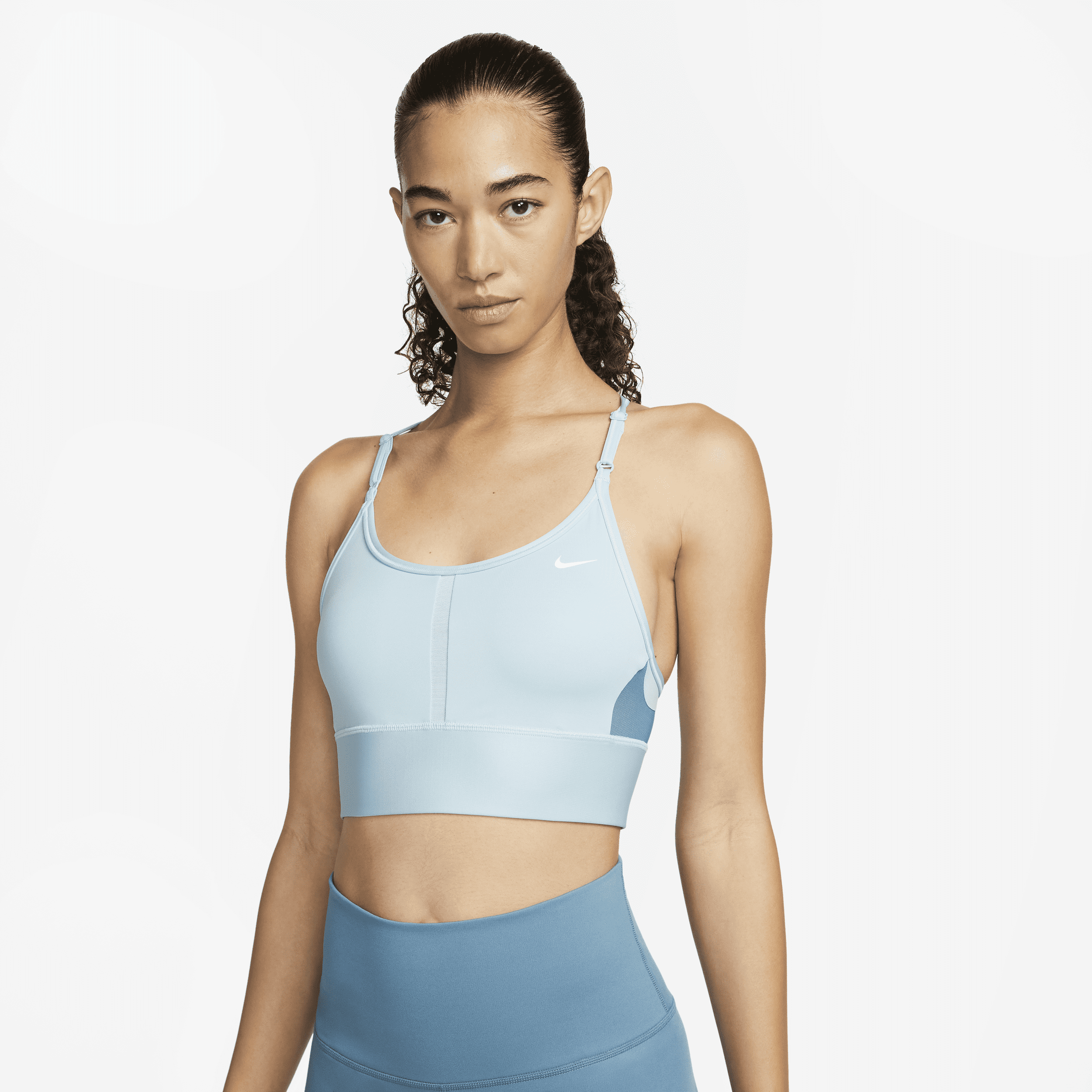 Nike Women's Indy Light-support Padded Longline Sports Bra In Blue