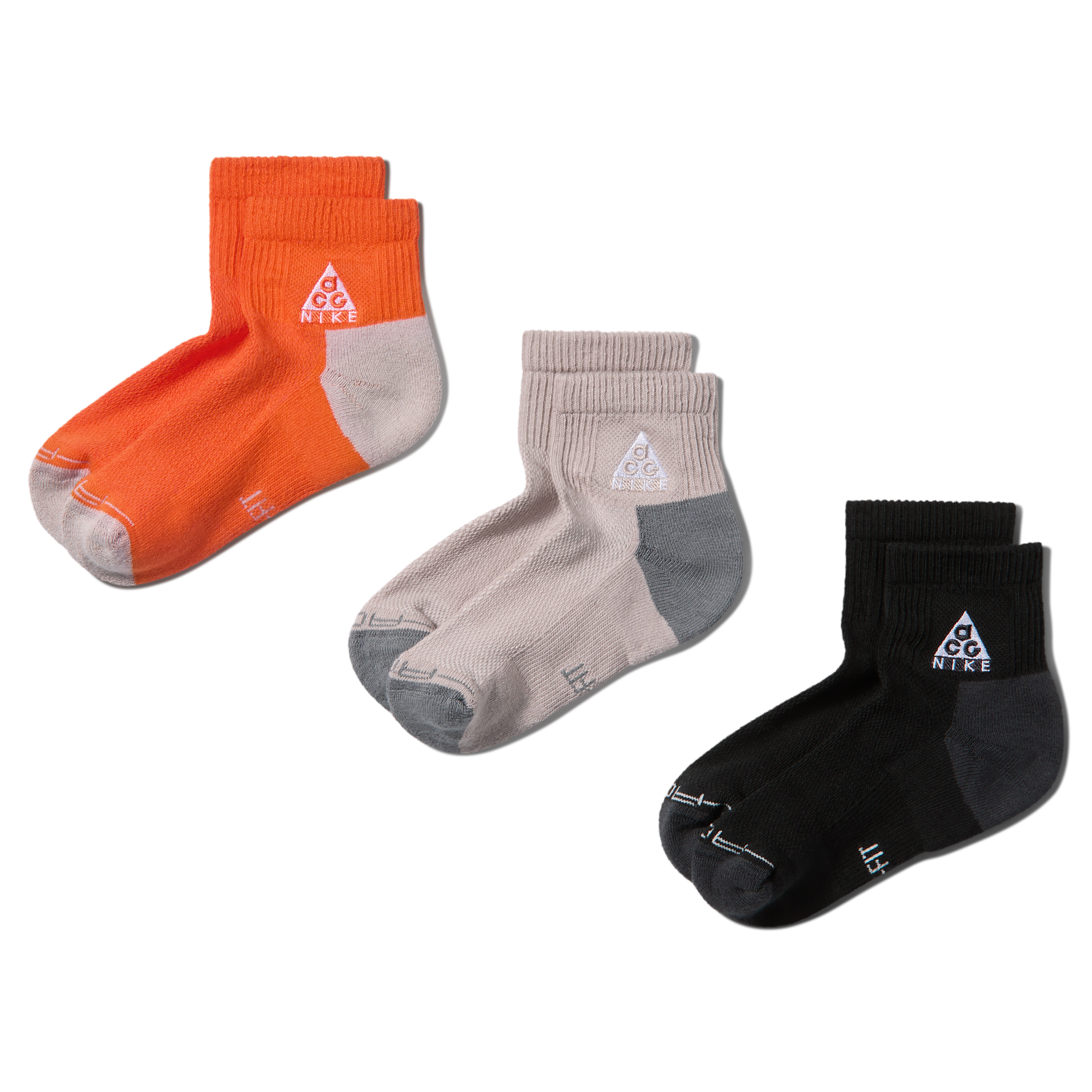 Nike ACG Kids' Dri-FIT Explore Ankle Socks (3 Pairs) in Orange | BWPA00-N1Y