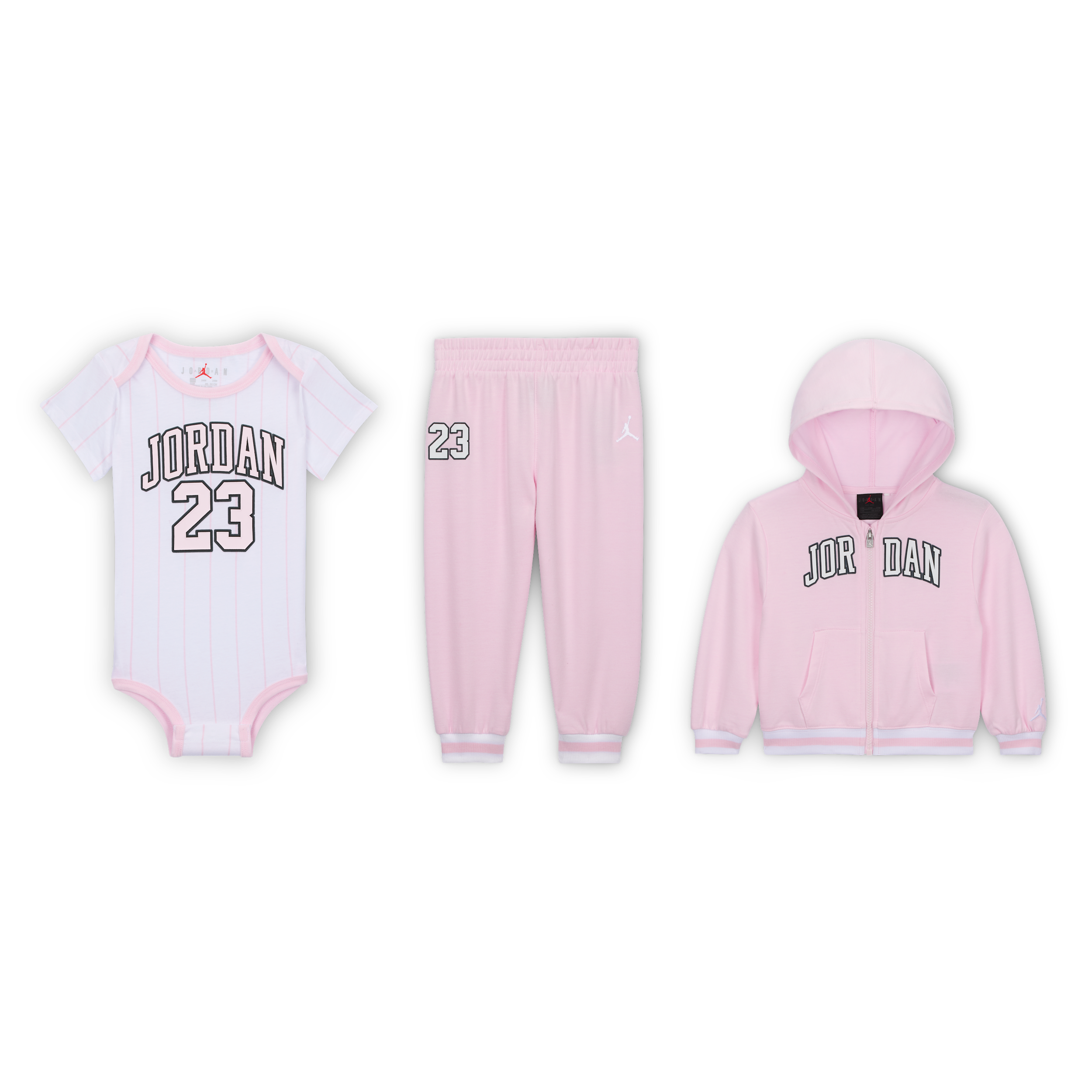 Jordan Baby 23 Jersey 3-Piece Full-Zip Hoodie Set in Pink 65F182-A9Y 71$