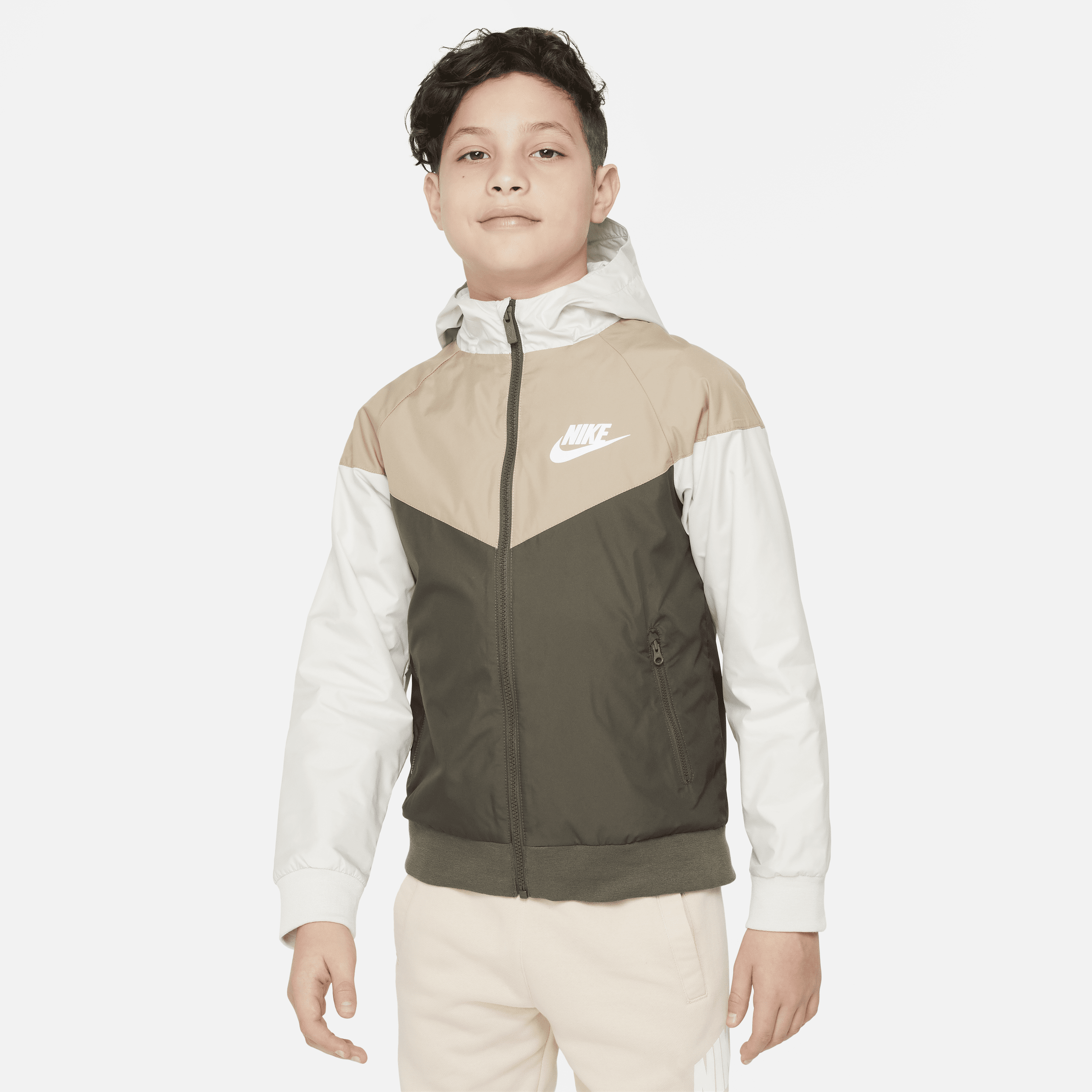 Shop Nike Sportswear Windrunner Big Kids' Hooded Jacket In Grey