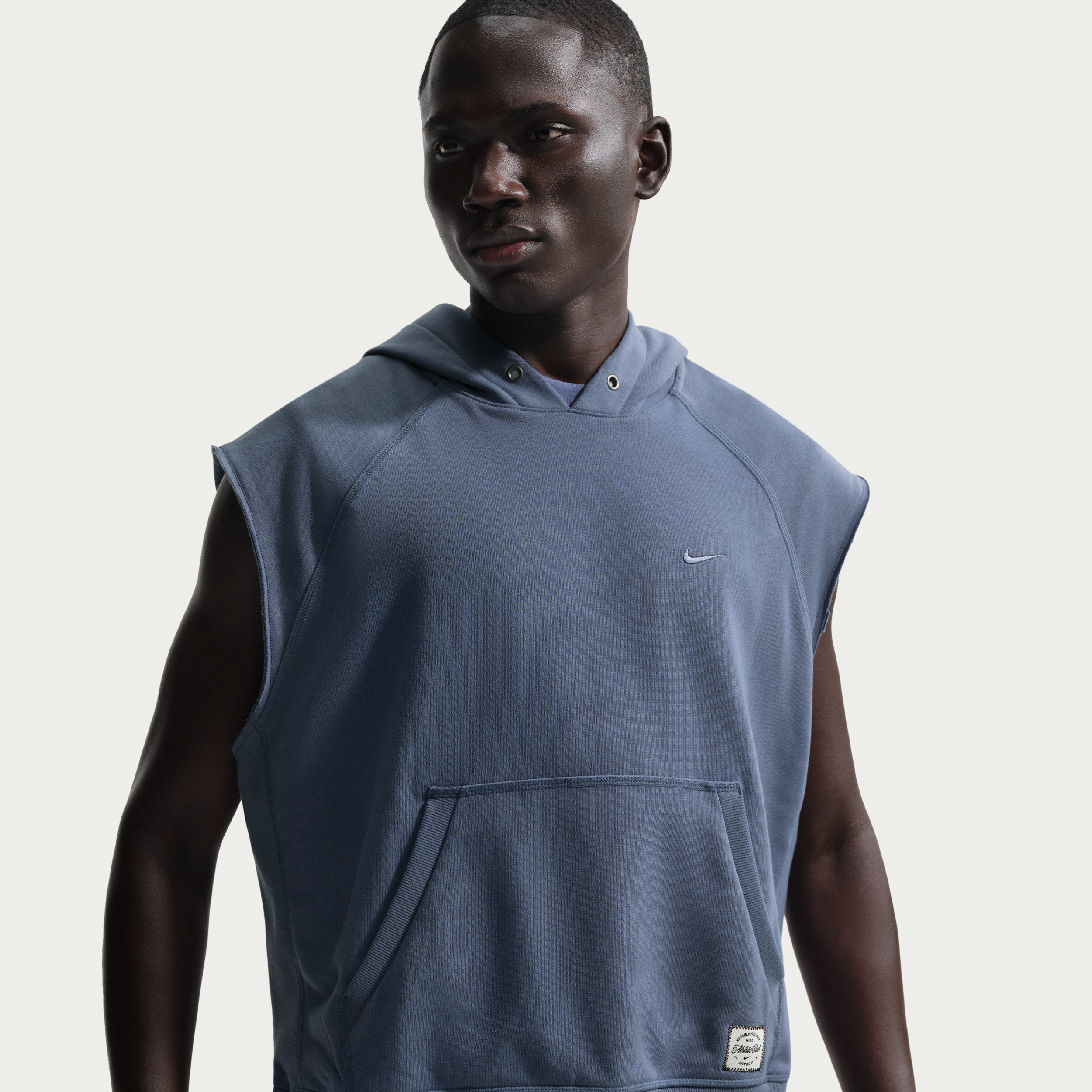 Nike Men's N.A.C. Dri-FIT Fleece Sleeveless Training Hoodie in Blue | IF2795-491