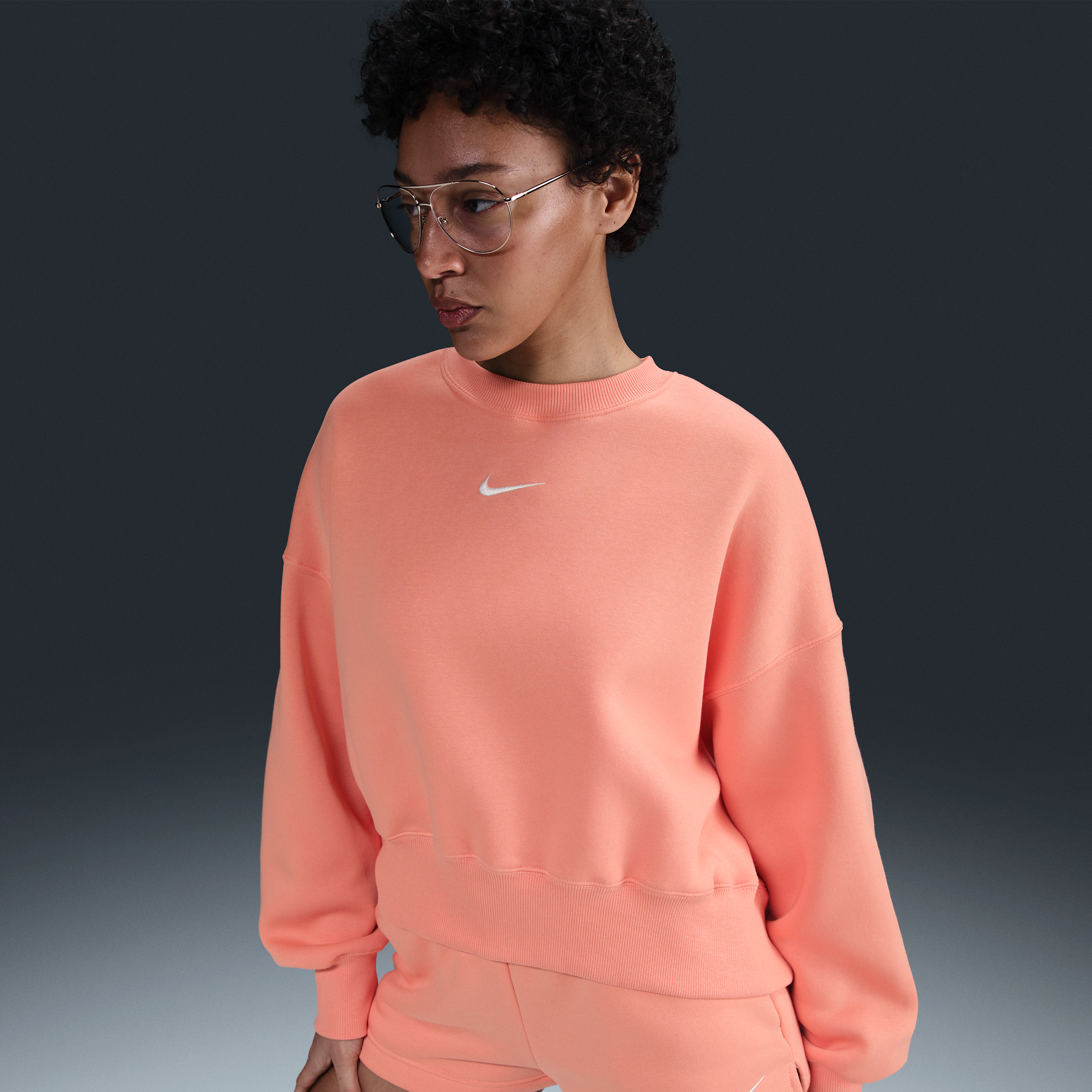 Nike Phoenix Fleece Crewneck Sweatshirt In Orange