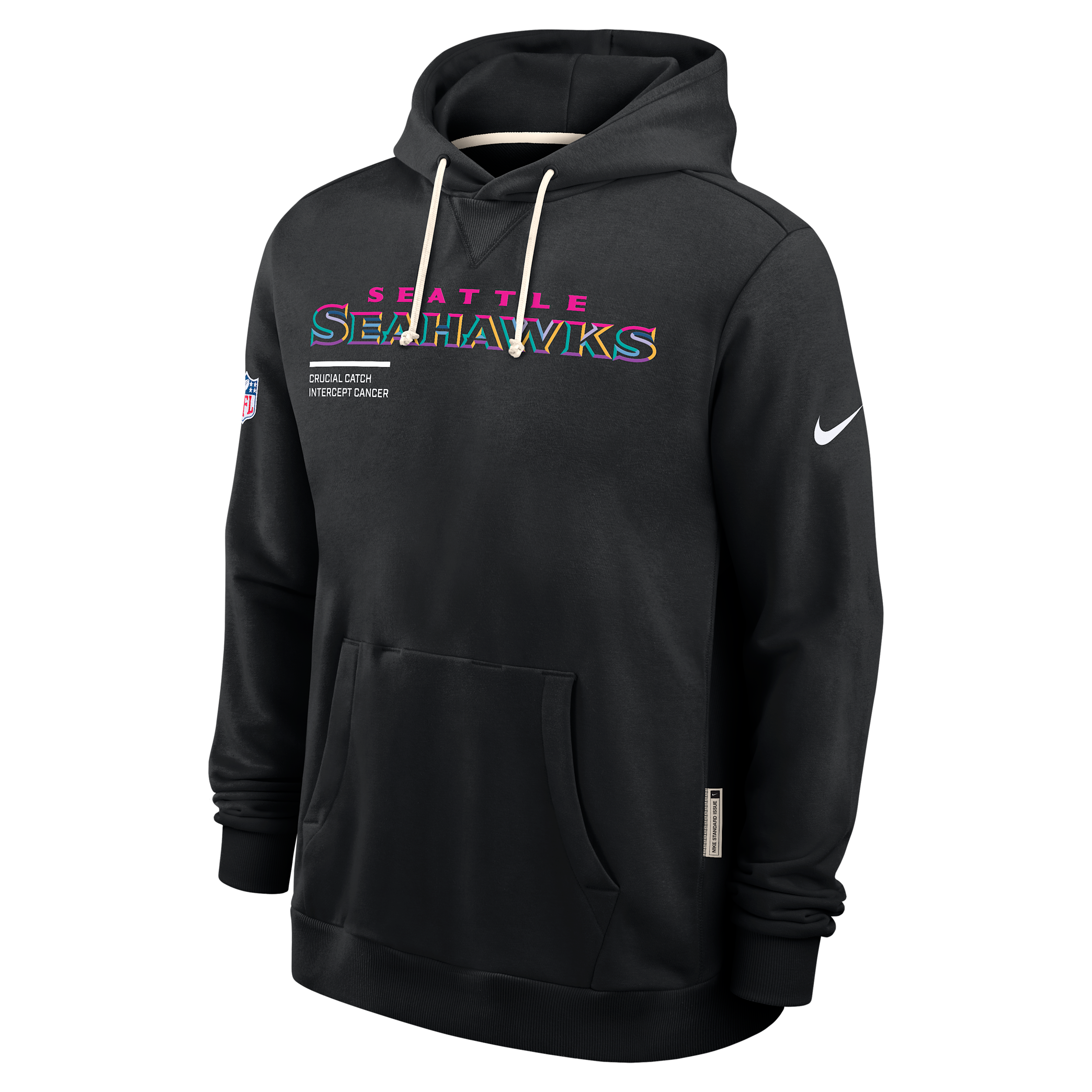 Nike Seattle Seahawks Crucial Catch Sideline  Men's Dri-fit Nfl Pullover Hoodie In Black