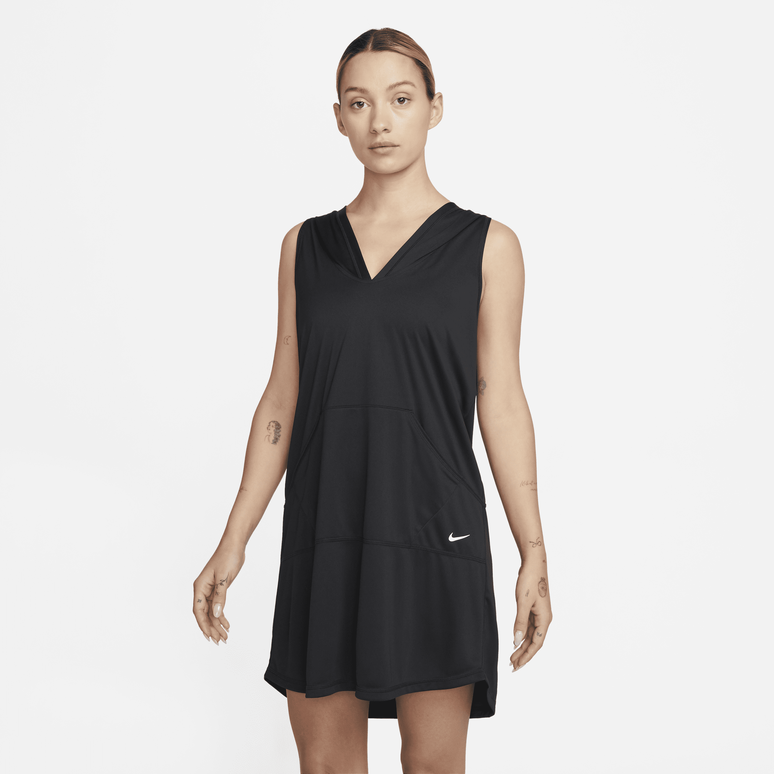Nike Women's Solid Cover-up Hooded Dress In Black