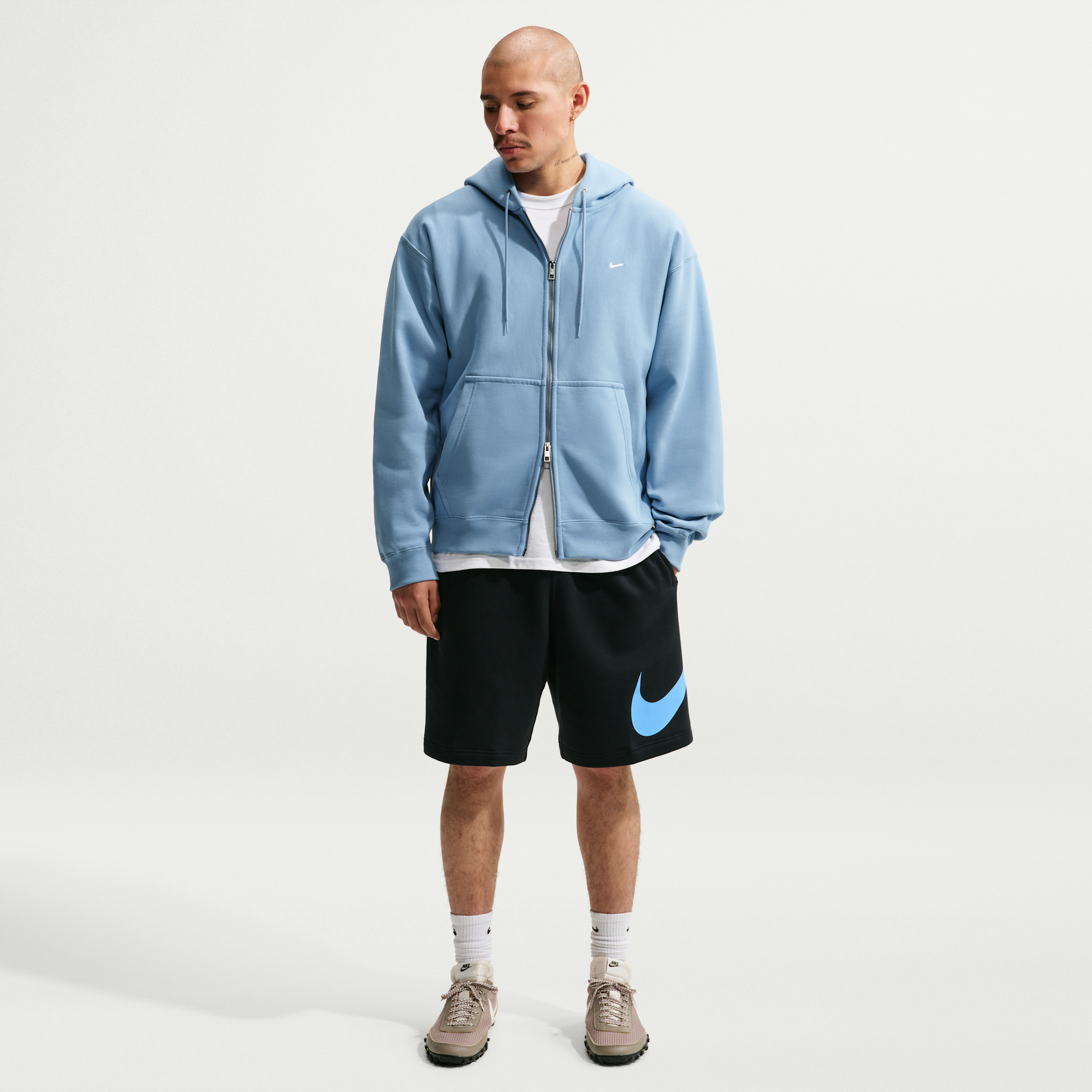 Nike Fleece Mens Mid Rise 11" Basketball Short, Medium, Black