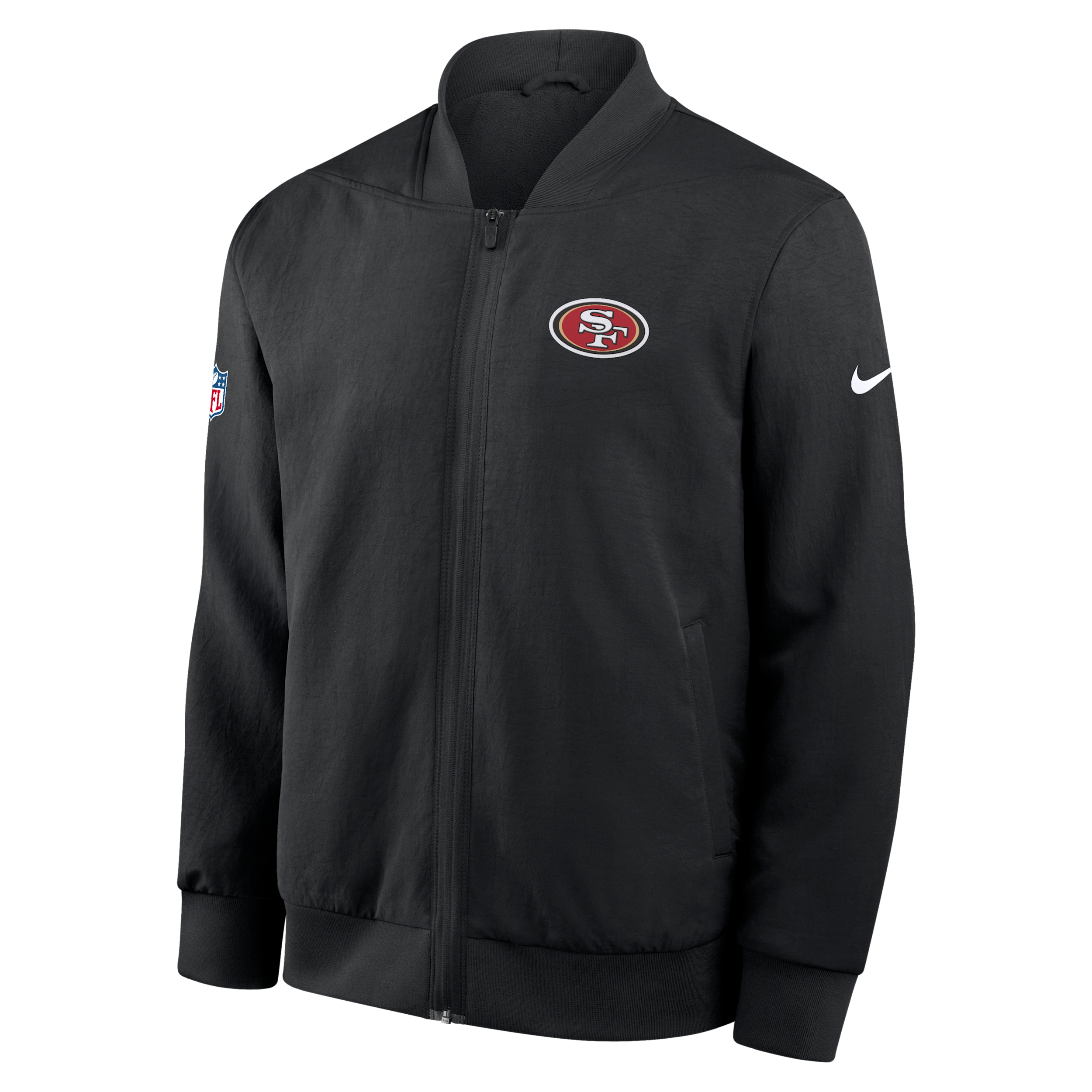 Men's Nike Black San Francisco 49ers Sideline Powerful Blocking Full-Zip Dri-FIT Bomber Jacket