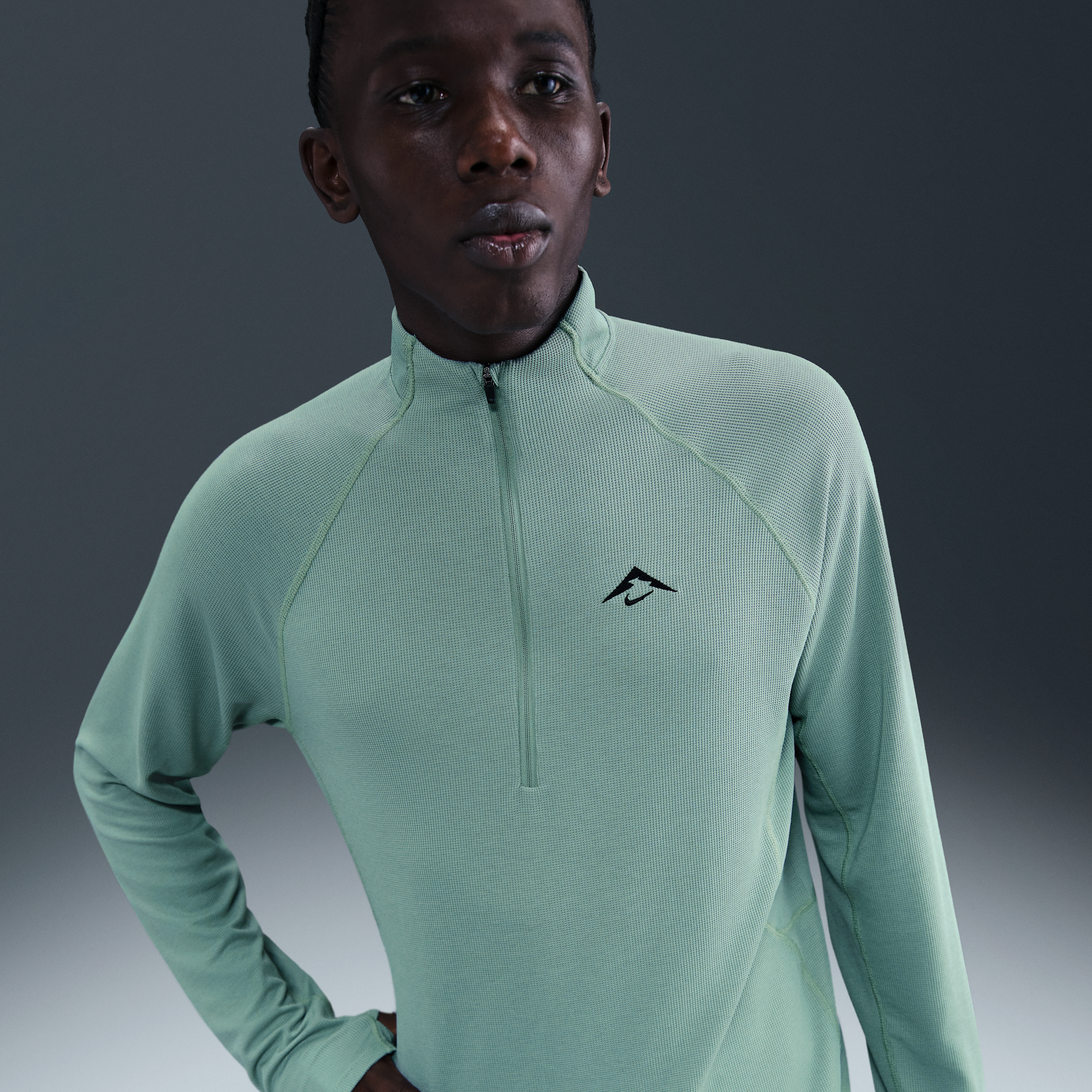 Nike Men's Trail Dri-fit 1/2-zip Mid Layer Top In Green