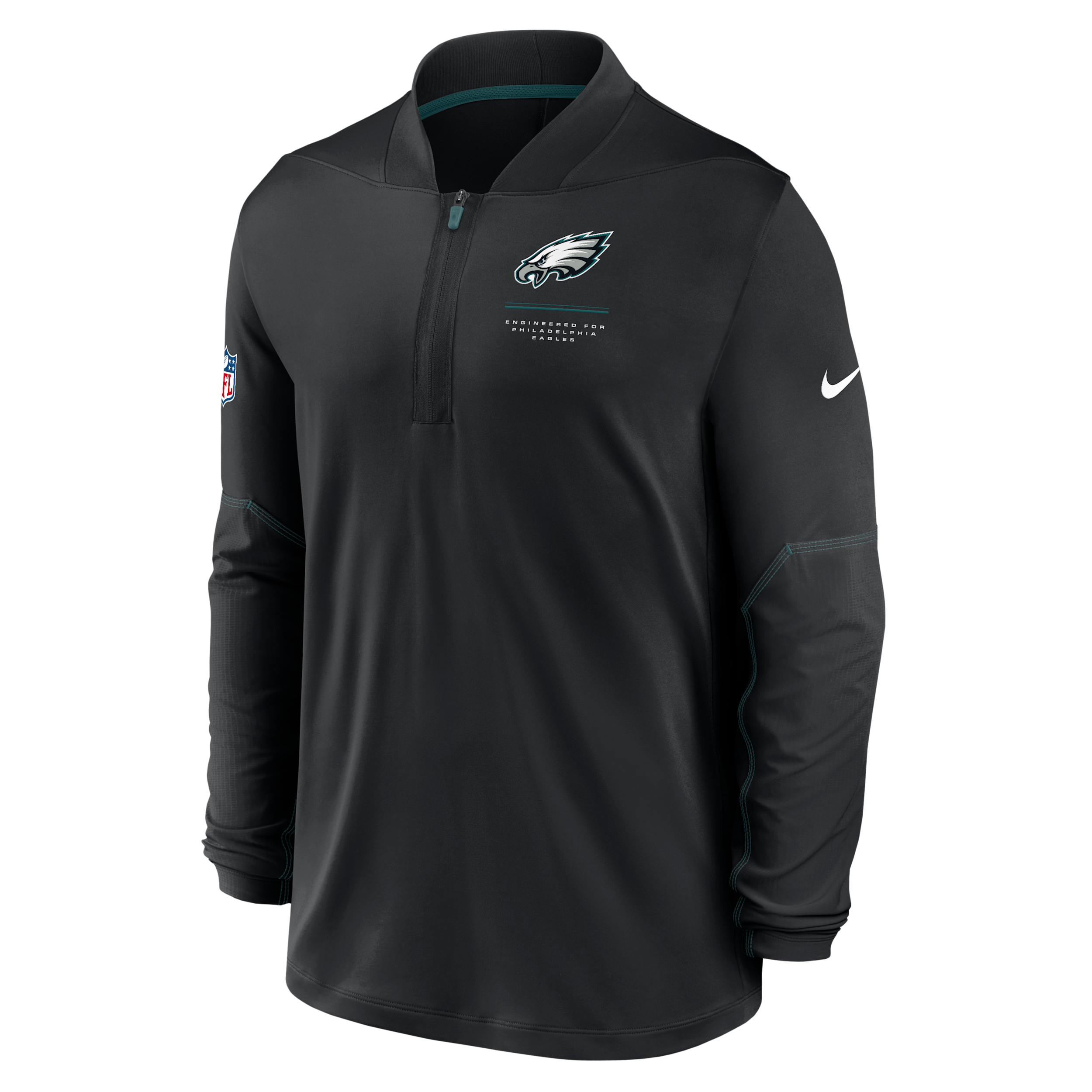 Nike Men's Black Philadelphia Eagles Sideline Logo Glory Midweight Dri-fit Half-Zip Pullover - Black, Teal