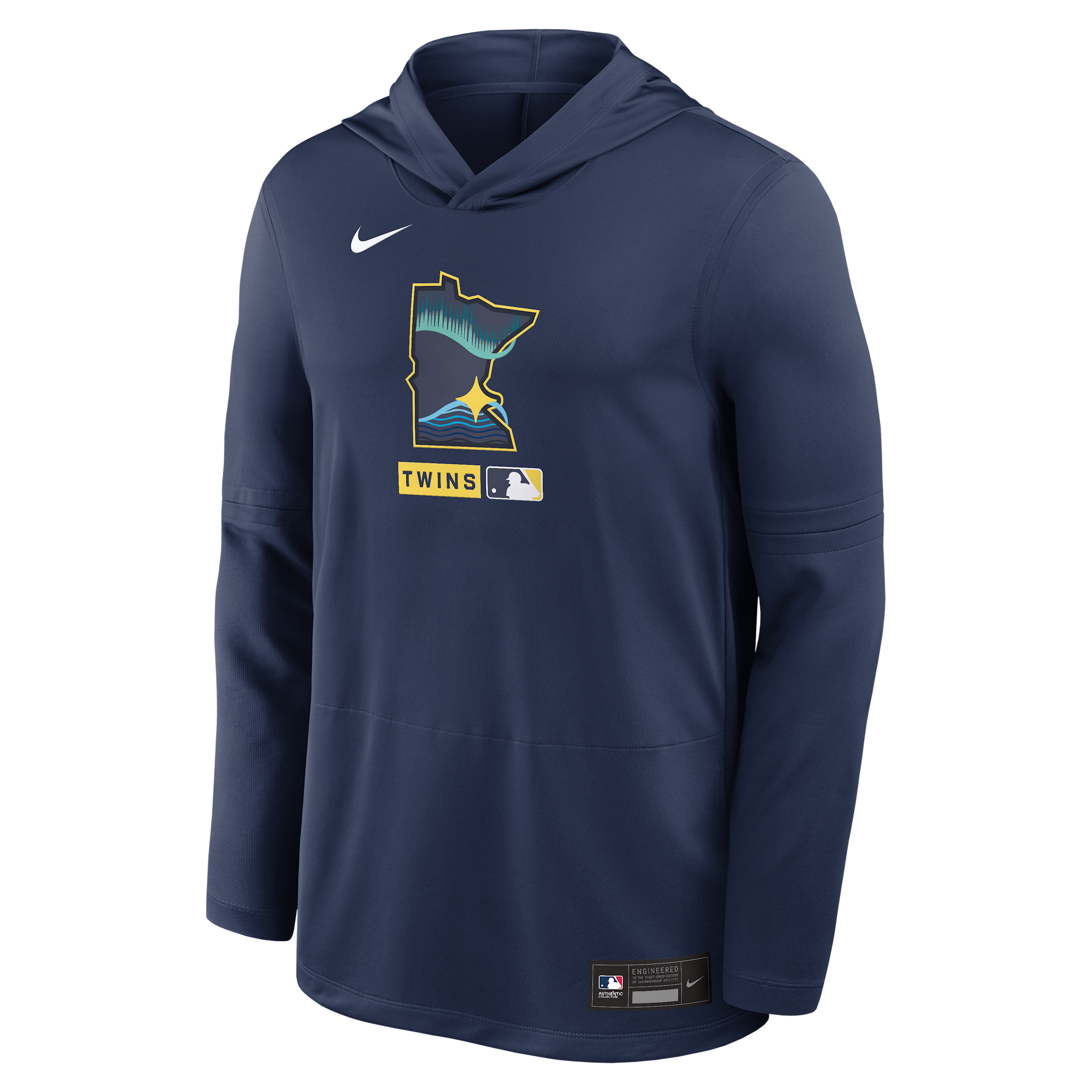 Minnesota Twins City Connect Nike Men's Dri-FIT MLB Long-Sleeve Hooded Top in Blue | 03B944BTIS-Z4C