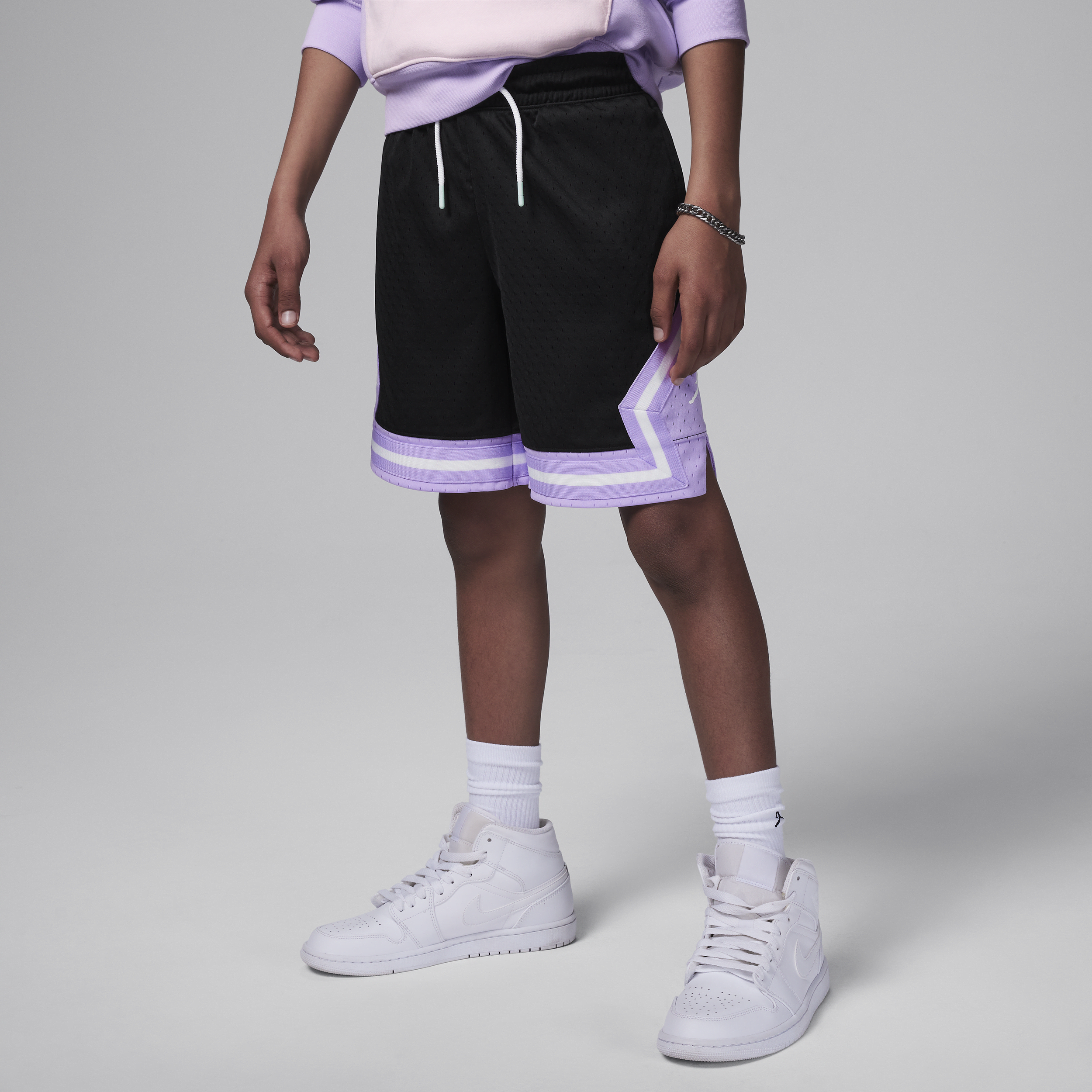 Shop Jordan Air Big Kids' Dri-fit Diamond Shorts In Purple