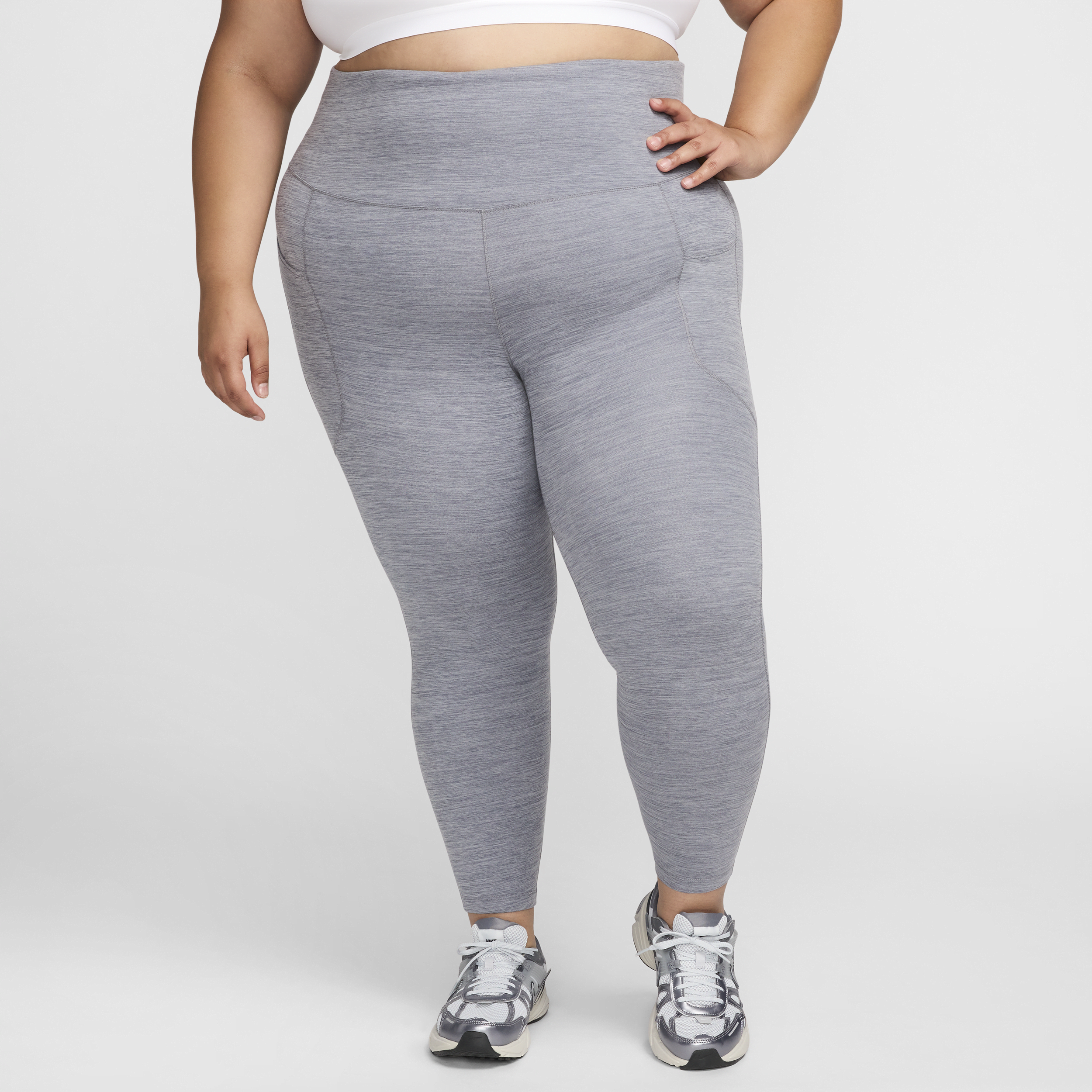 Nike Women's One High-waisted 7/8 Leggings With Pockets (plus Size) In Grey