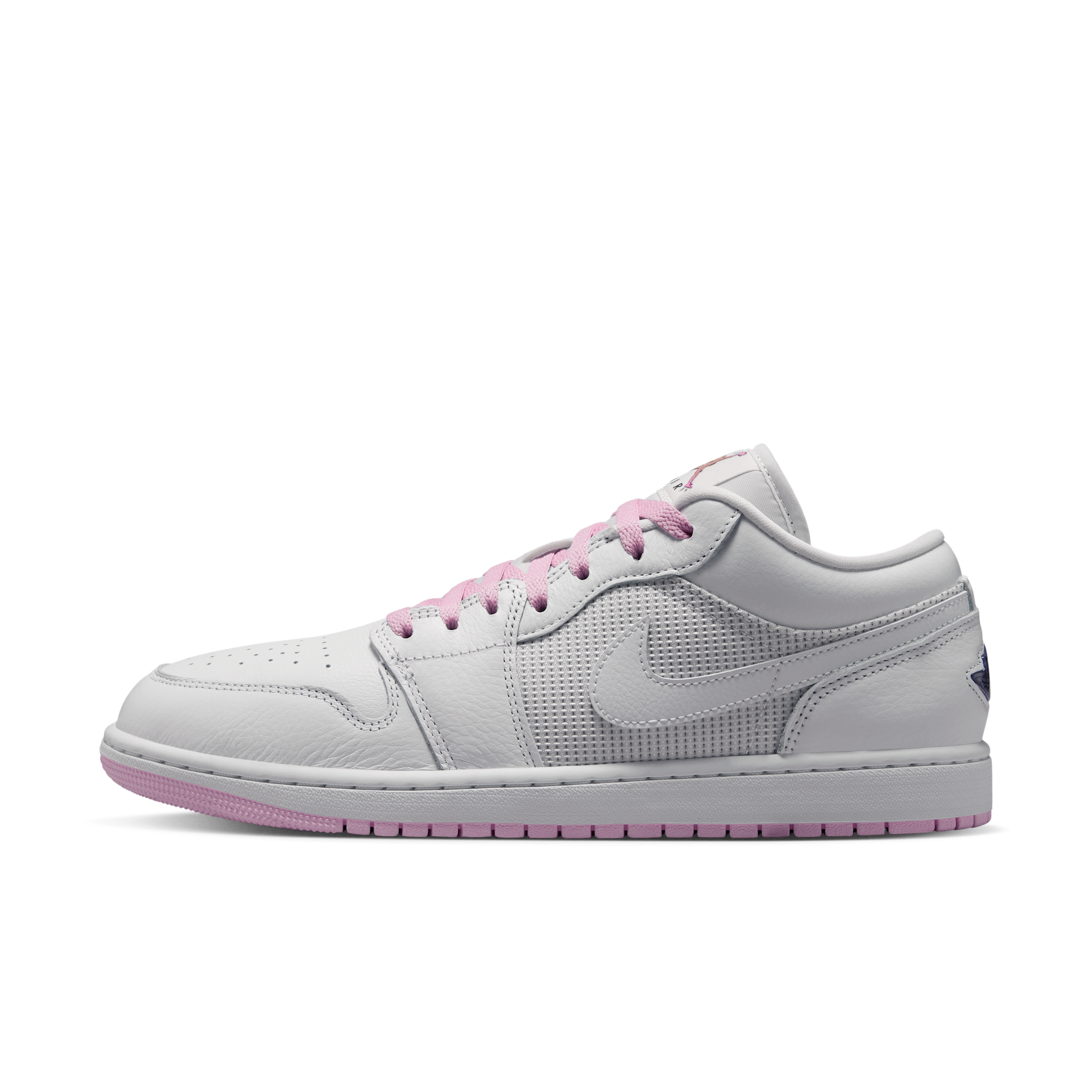 Jordan Men's Air Retro 1 Low SE Casual Shoes in Summit White/Light Arctic Pink/Silver Size: 12.0