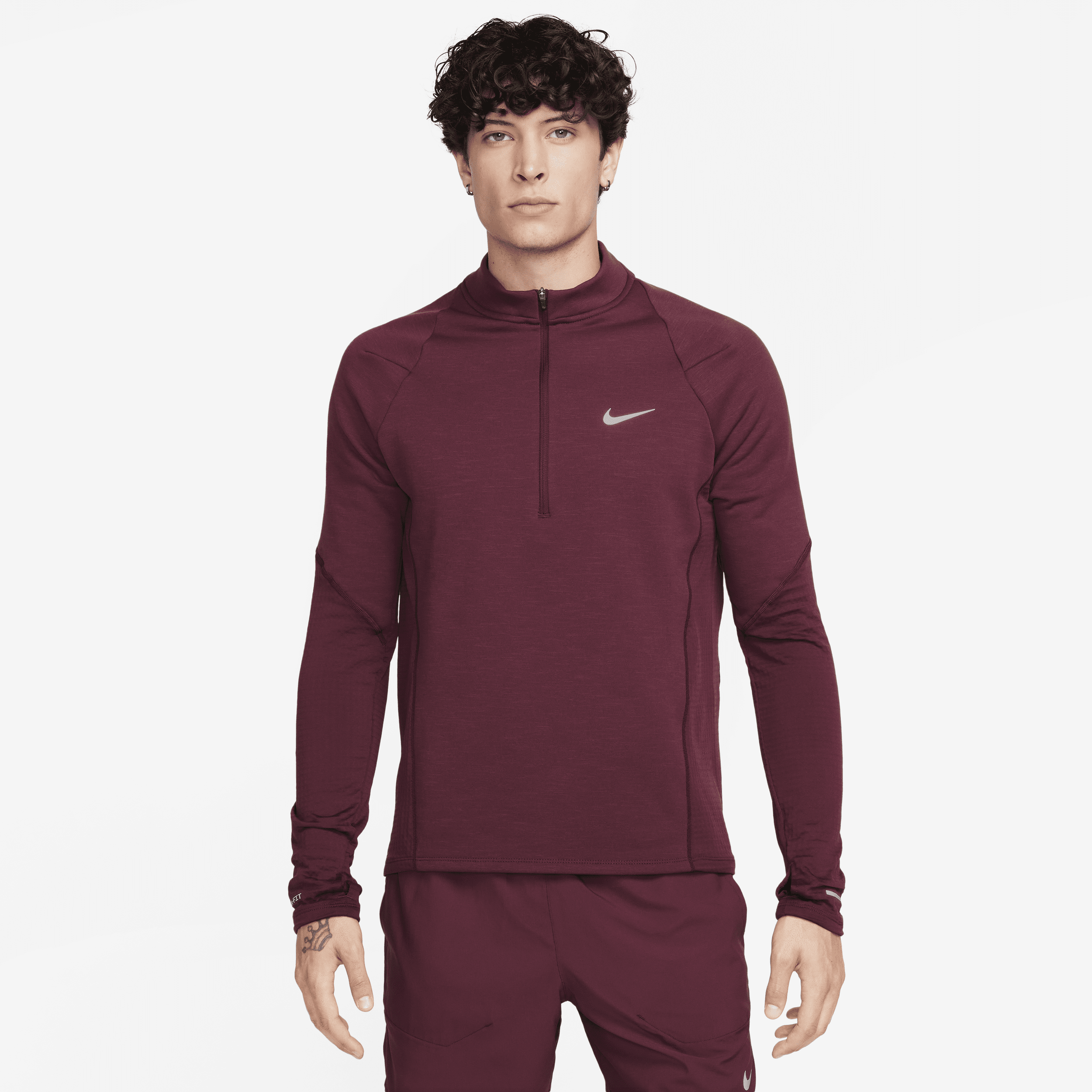 Nike Men's Element Repel Therma-fit 1/2-zip Running Top In Red