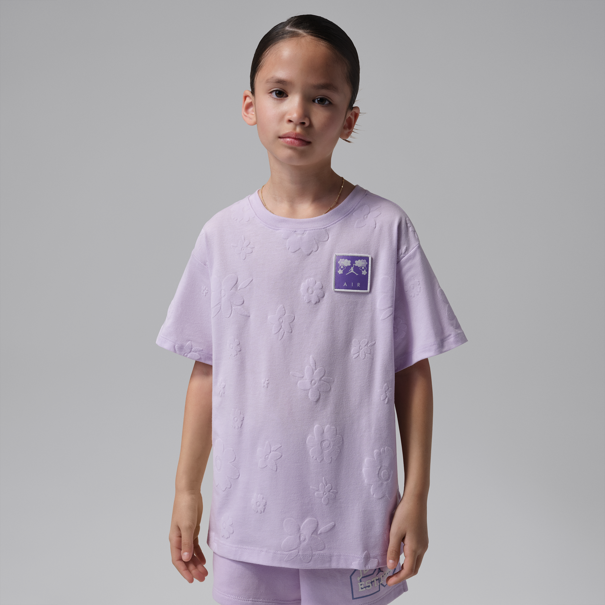Jordan Little Kids' Printed Oversized T-Shirt in Purple | 35F955-P2W