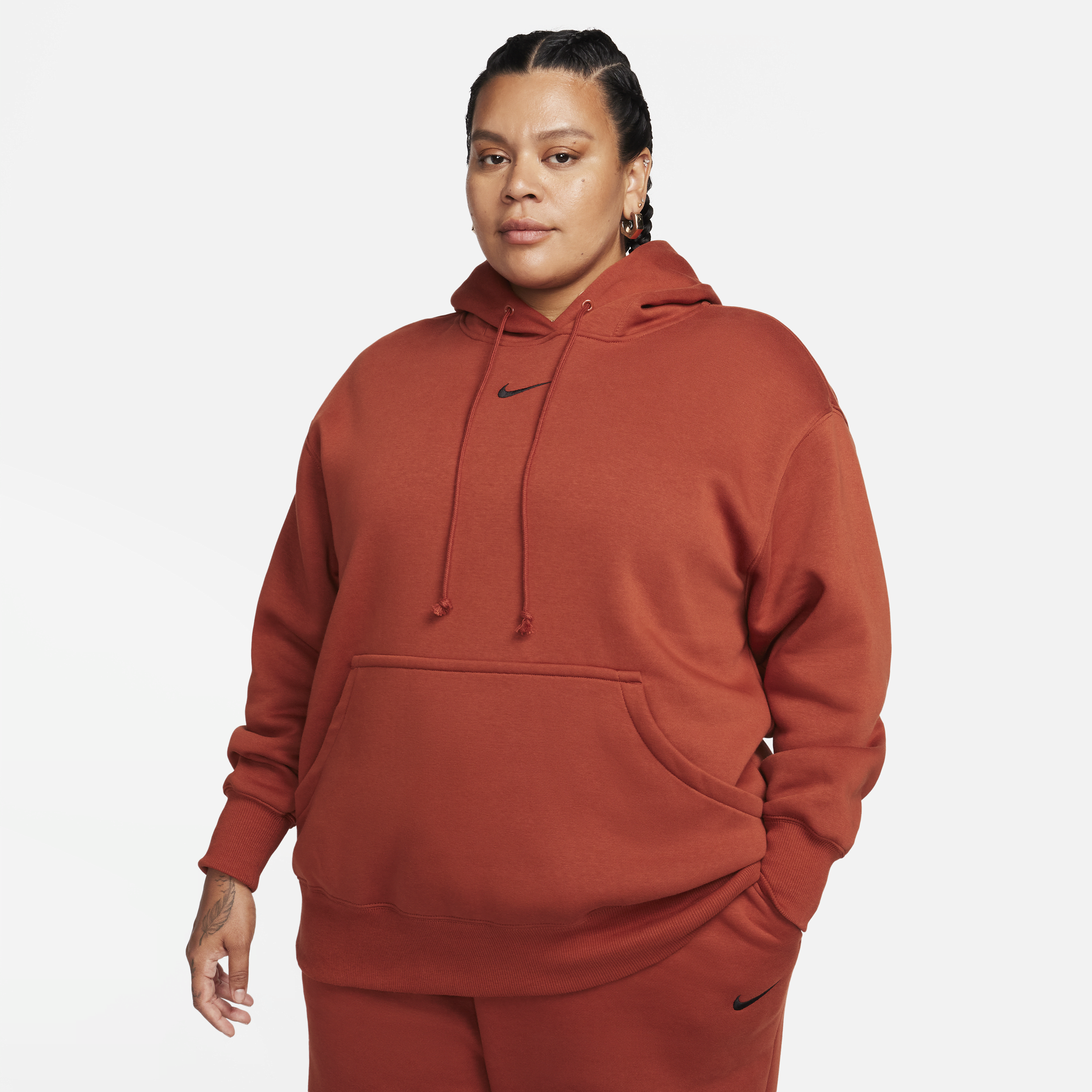 Nike Women's  Sportswear Phoenix Fleece Oversized Pullover Hoodie (plus Size) In Orange