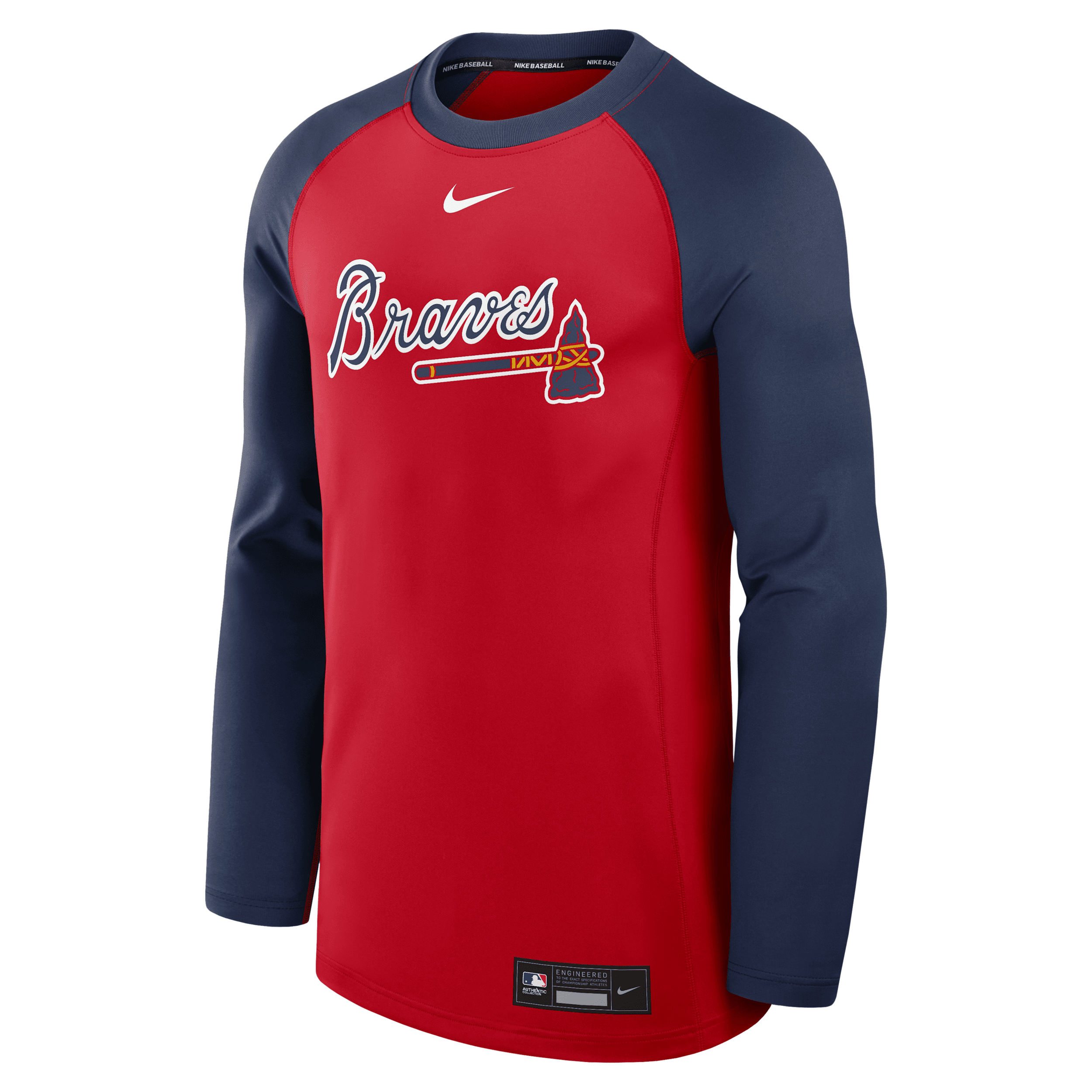 Nike Atlanta Braves Authentic Collection Game Time Men's Dri-fit Mlb Pullover Crew In Multi