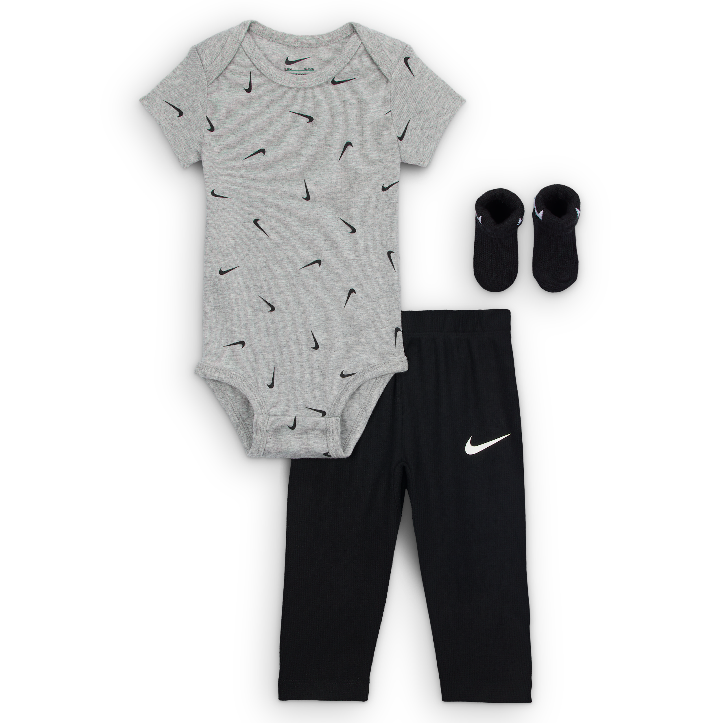 Nike Baby 3-piece Bodysuit And Waffle Pants Set In Gray