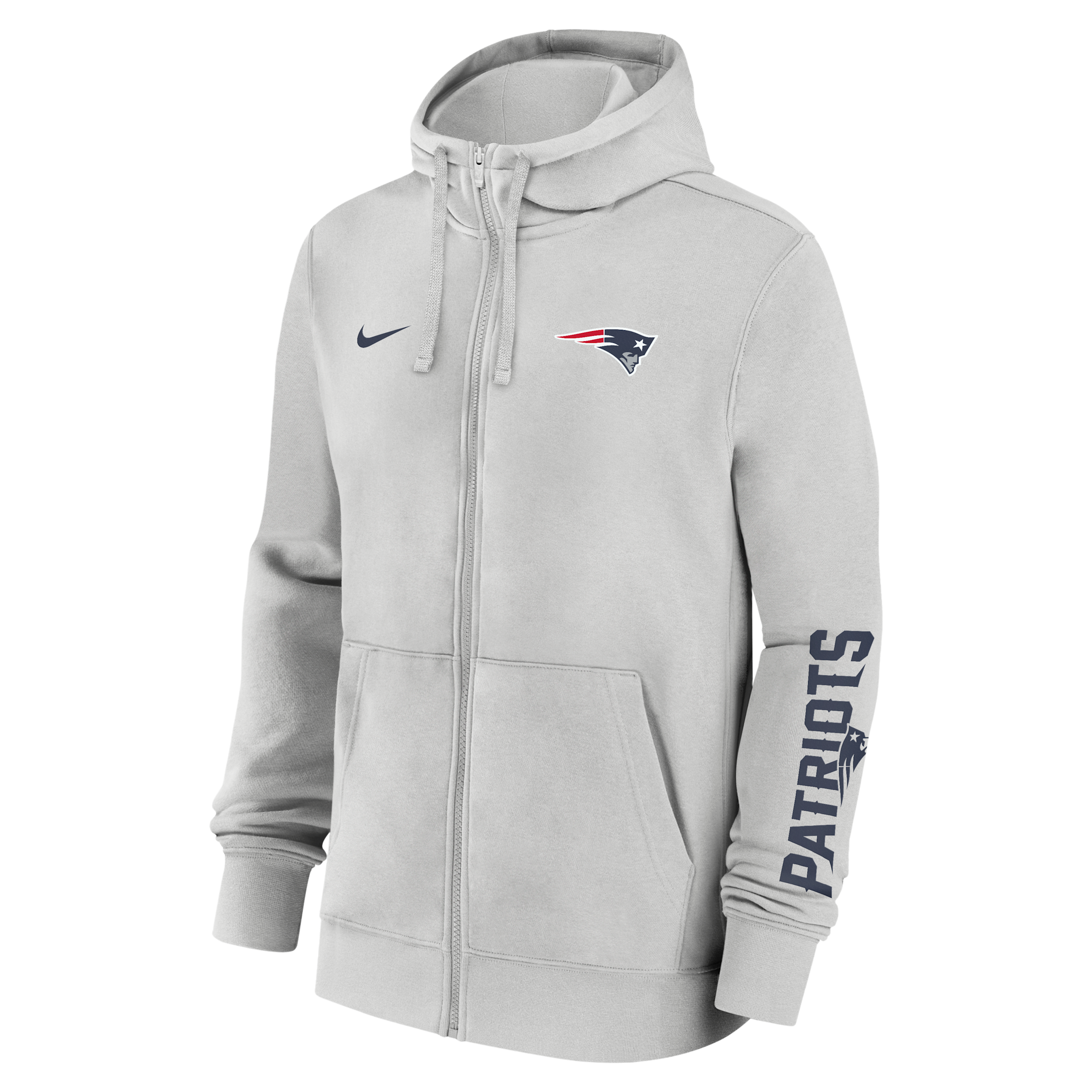 Nike Men's New England Patriots Cool Down Club Full-Zip Graphic Scuba Hood Hoodie - Gray