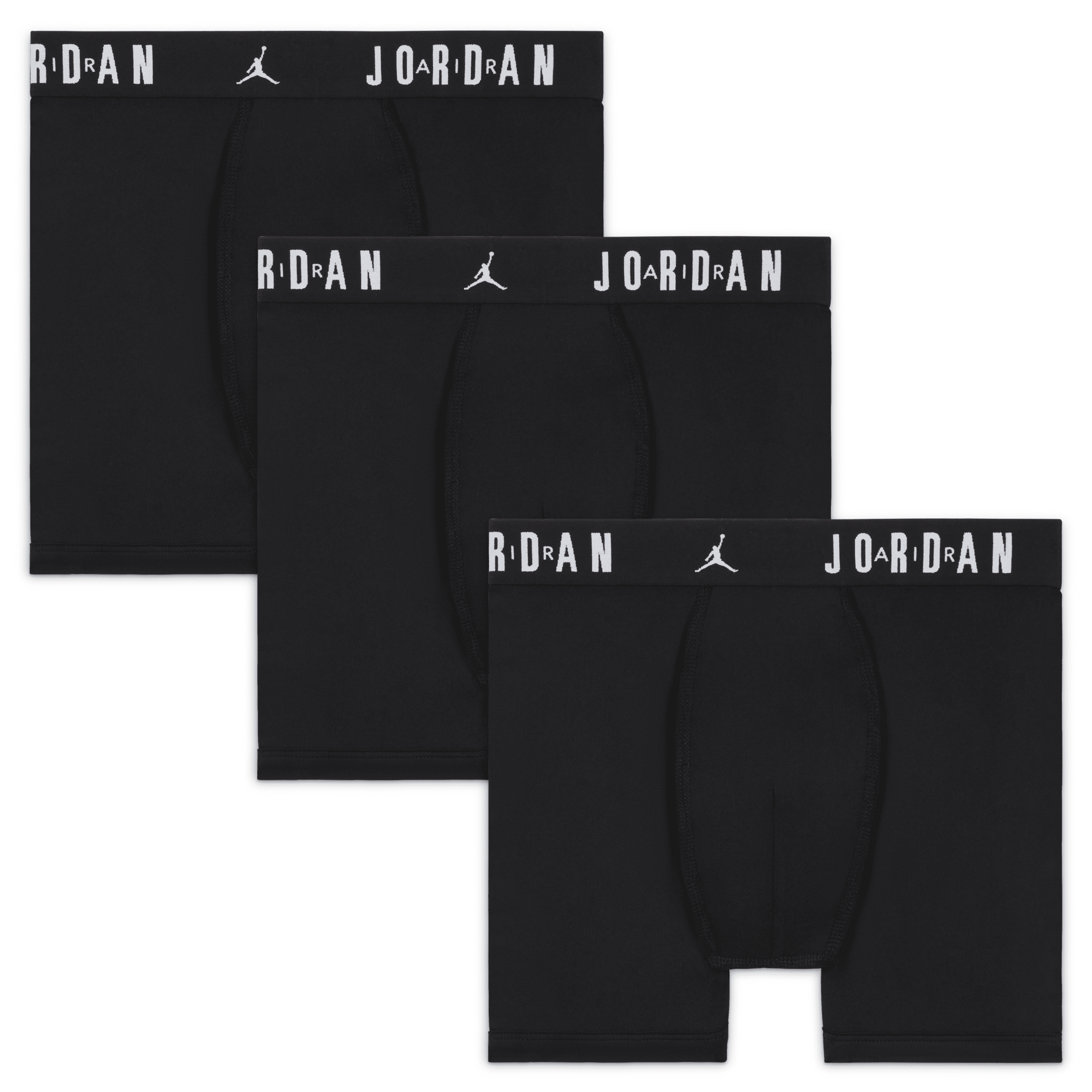 Jordan Flight Dri-fit Big Kids' Poly Boxer Briefs (3-pack) In Black