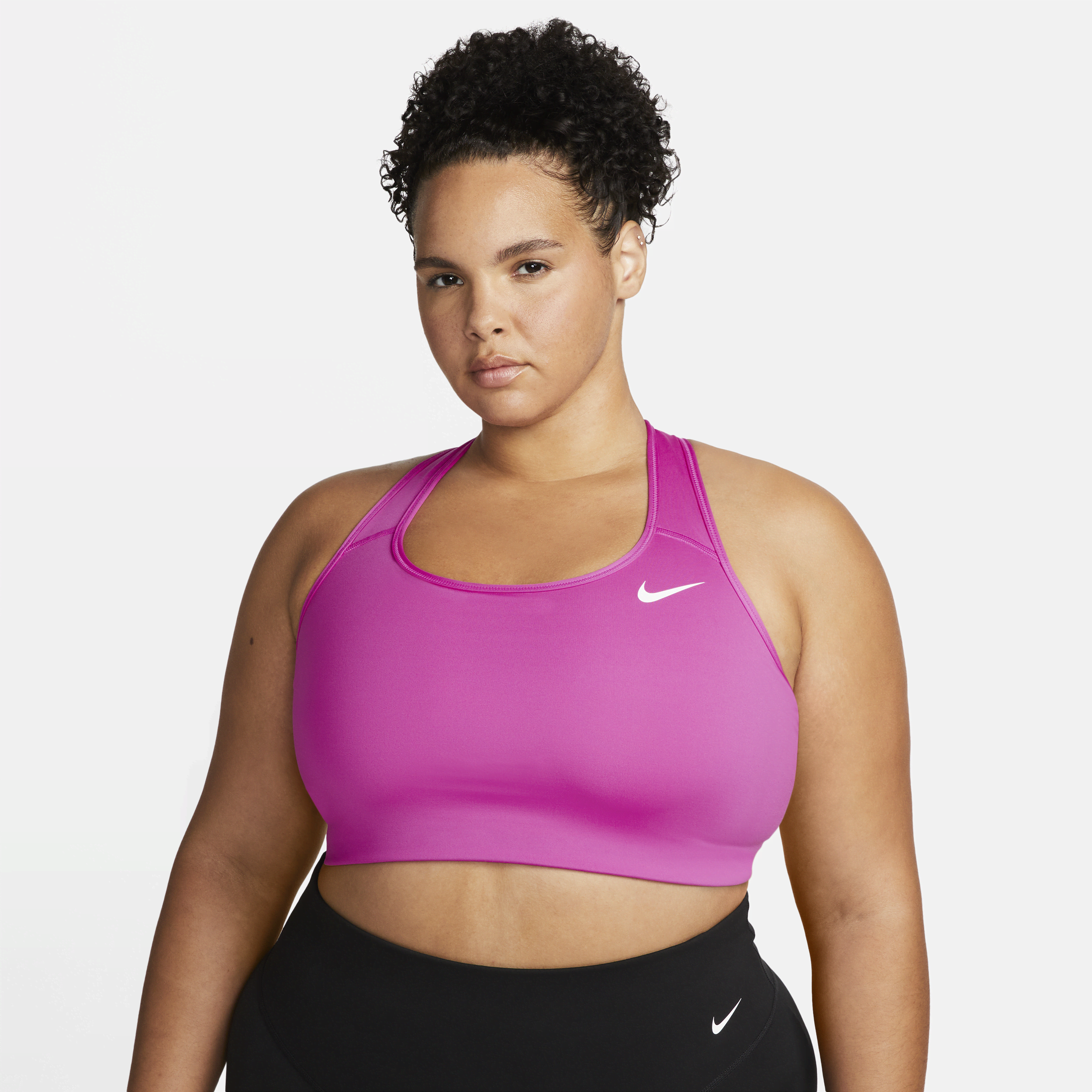 Nike Women's Swoosh Medium-support Non-padded Sports Bra (plus Size) In Pink
