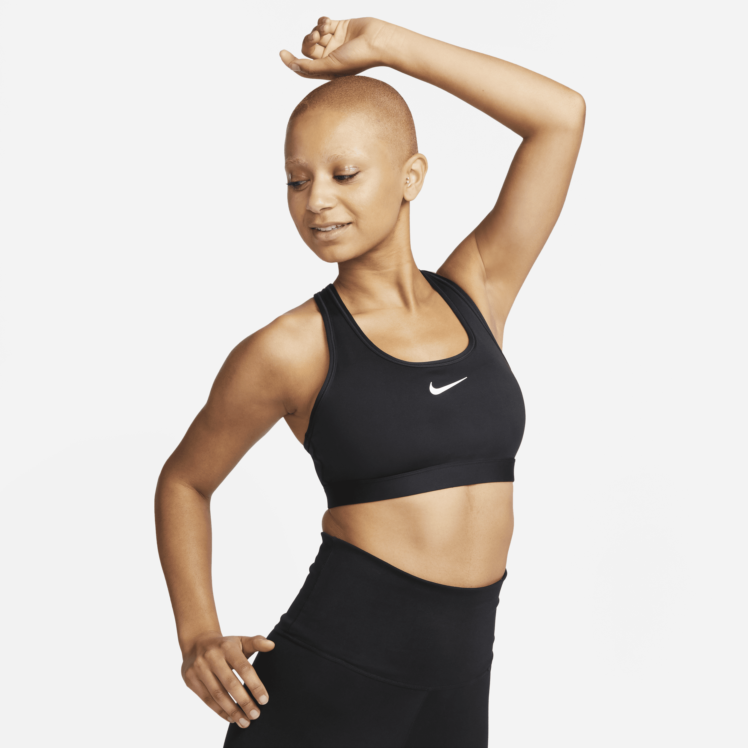 Shop Nike Women's Swoosh Medium Support Padded Sports Bra In Black