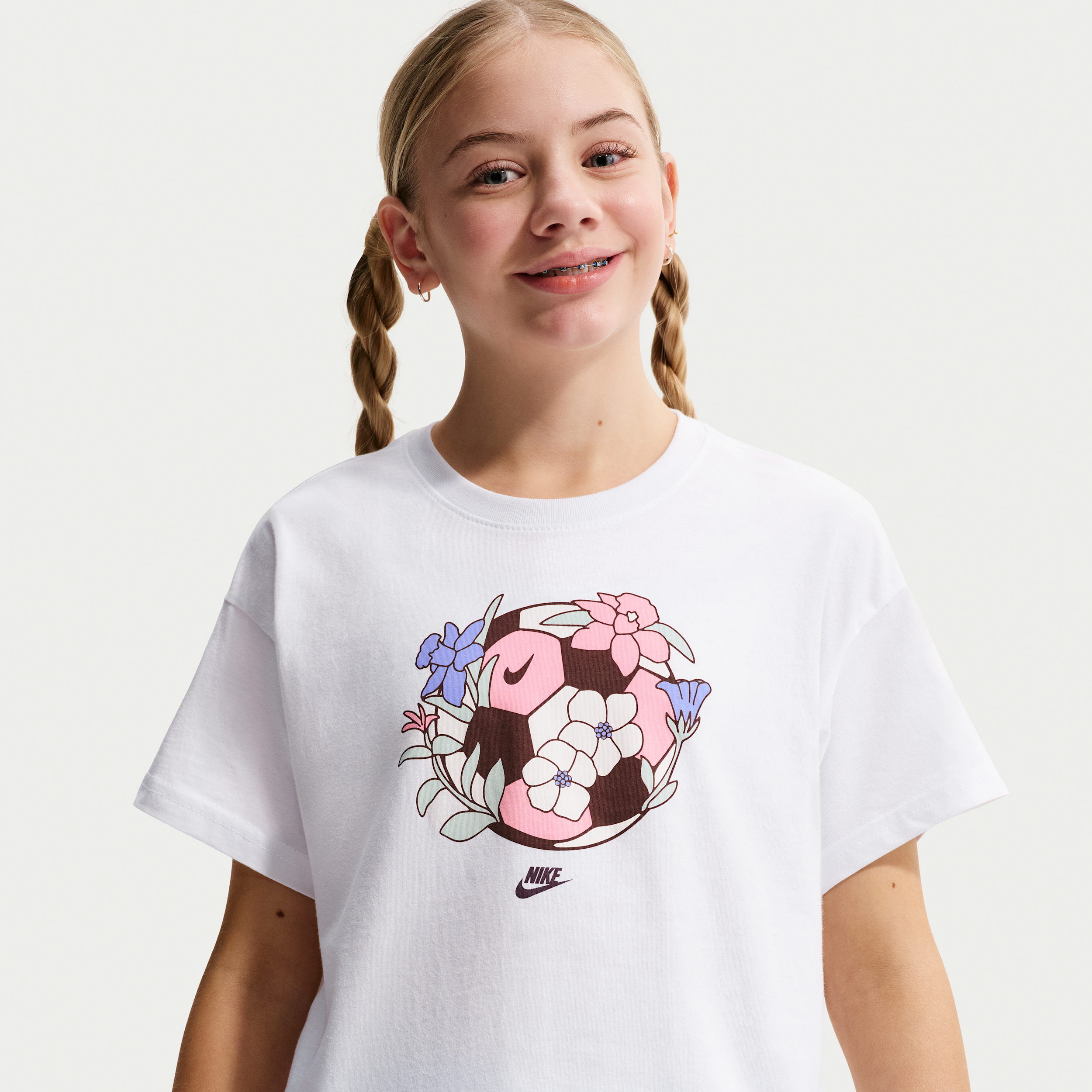 Nike Sportswear Essentials Big Kids' (Girls') Boxy T-Shirt in White | IR4963-100