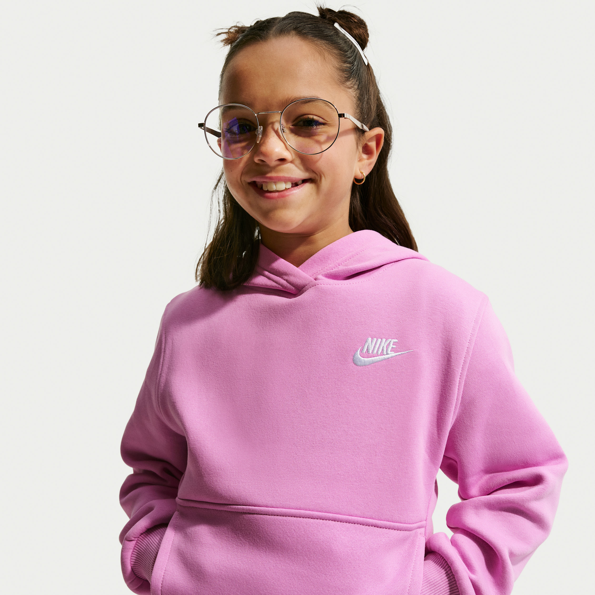 Nike Sportswear Club Fleece Big Kids' Pullover Hoodie in Purple | FD3000-503