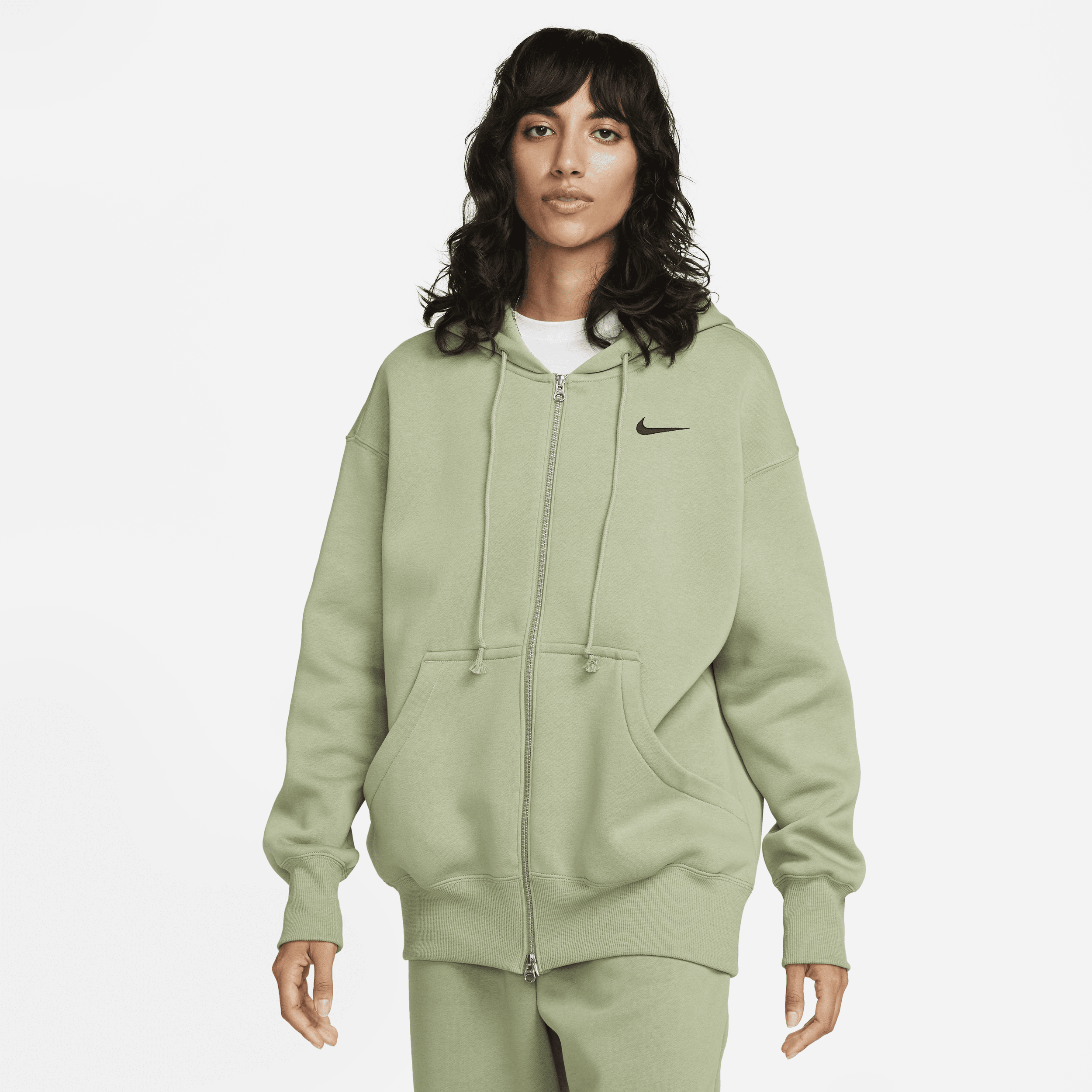 Shop Nike Women's  Sportswear Phoenix Fleece Oversized Full-zip Hoodie In Green