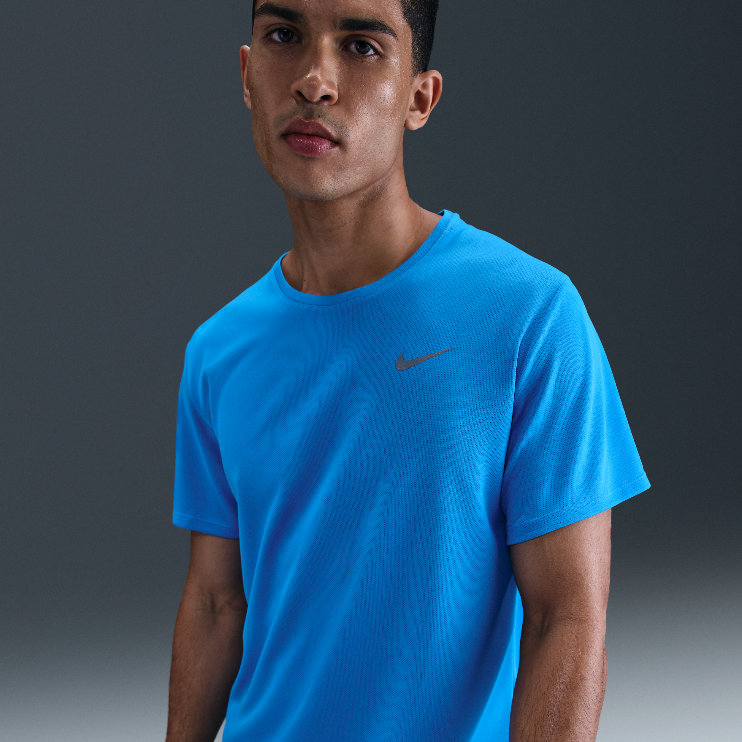 Nike Men's Miler Dri-fit Uv Short-sleeve Running Top In Blue