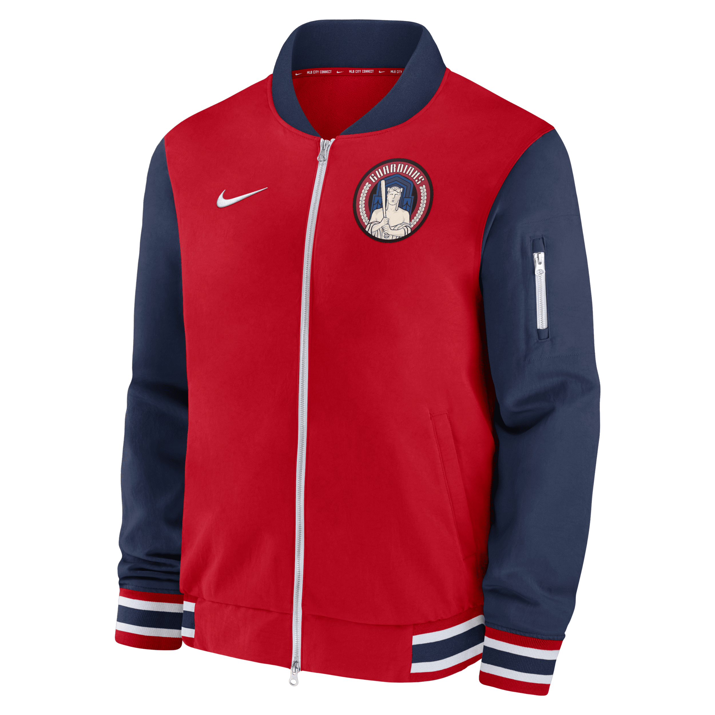 Nike Cleveland Guardians Authentic Collection City Connect Game Time  Men's Mlb Full-zip Bomber Jacket In Red