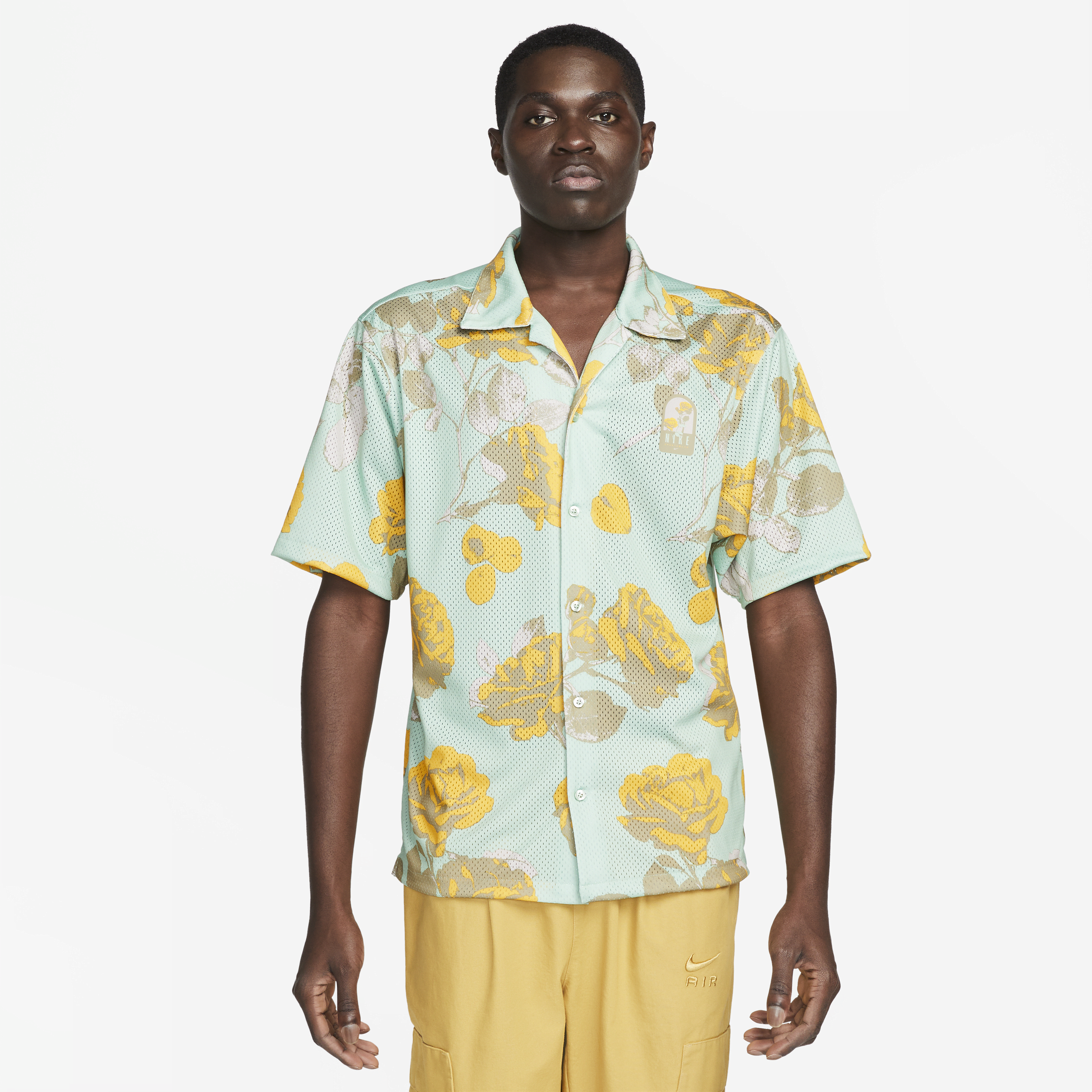 Nike Rose City Mesh Button-up Shirt In Green